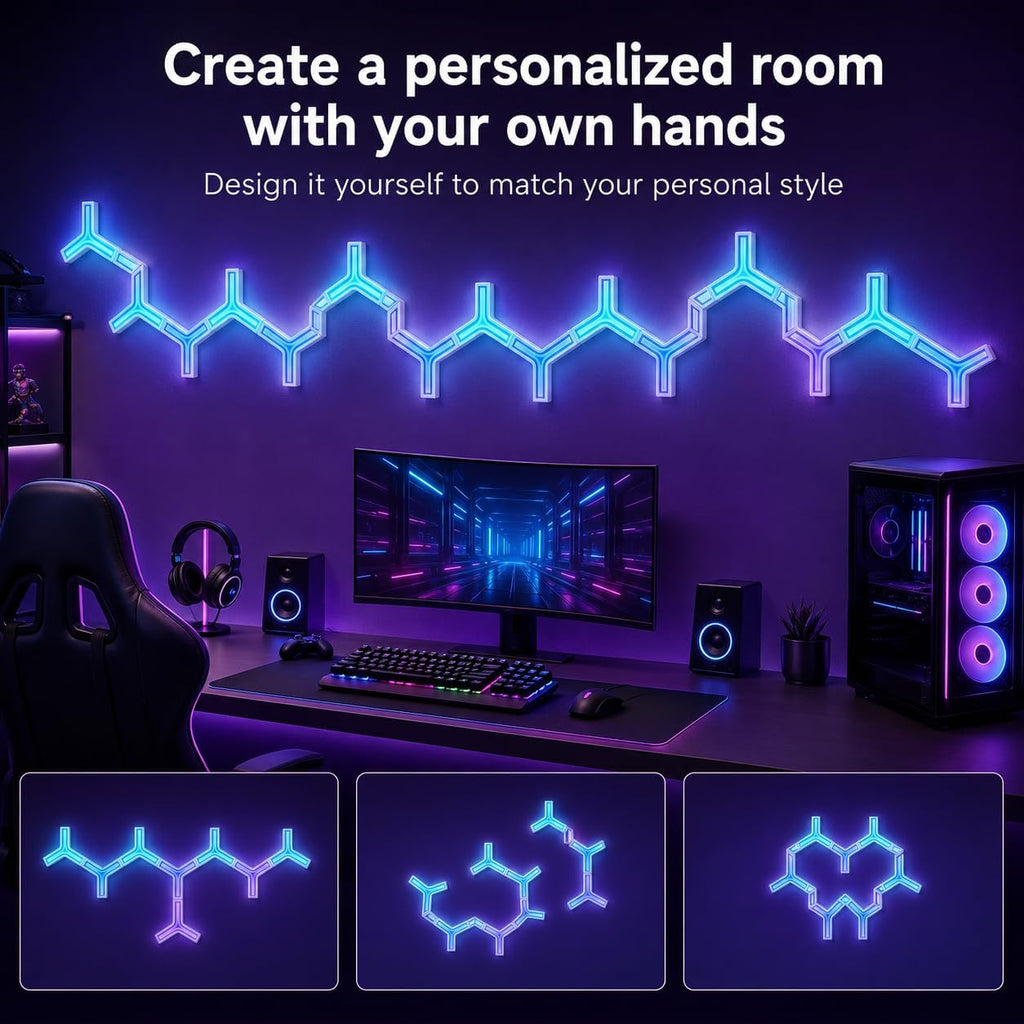 Gtminan Y-Shaped 3D RGB LED Wall Lights – 8 Pack - Flex Gamingproduct_type