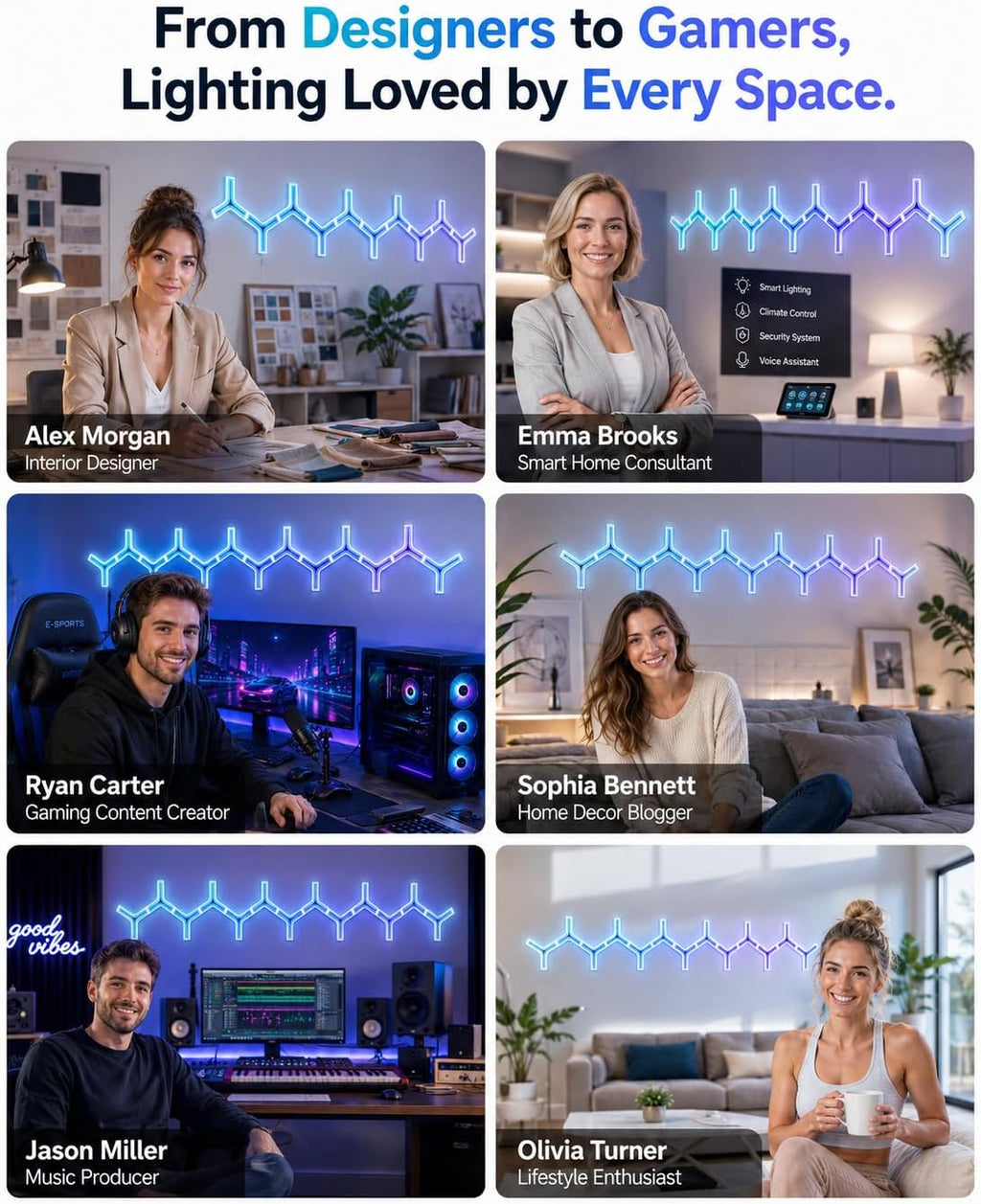 Gtminan Y-Shaped 3D RGB LED Wall Lights – 8 Pack - Flex Gamingproduct_type