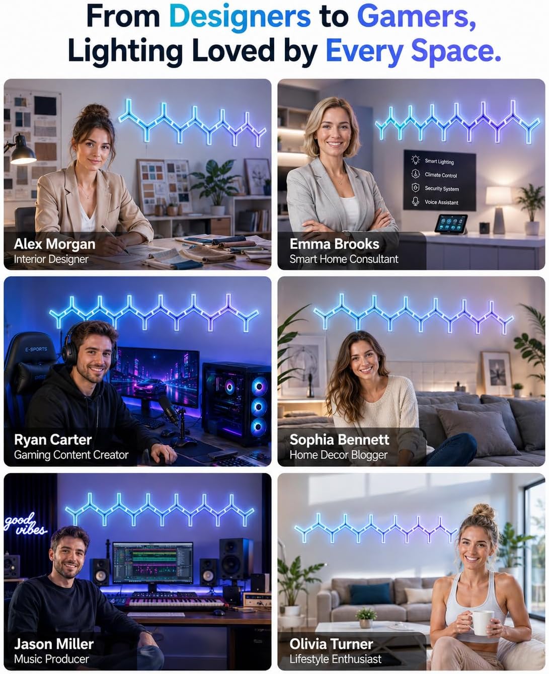 Gtminan Y-Shaped 3D RGB LED Wall Lights – 8 Pack - Flex Gamingproduct_type
