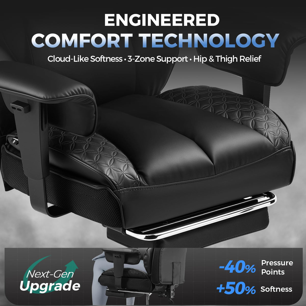 GTPLAYER Big & Tall Gaming Chair 400lbs with Pocket Spring & Footrest – 8 Colors - Flex Gamingproduct_type