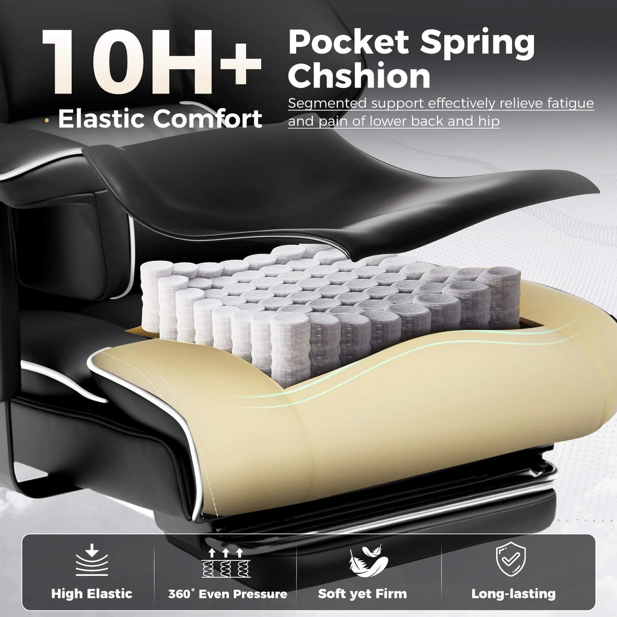 GTPLAYER Big & Tall Gaming Chair 400lbs with Pocket Spring & Footrest – 8 Colors - Flex Gamingproduct_type
