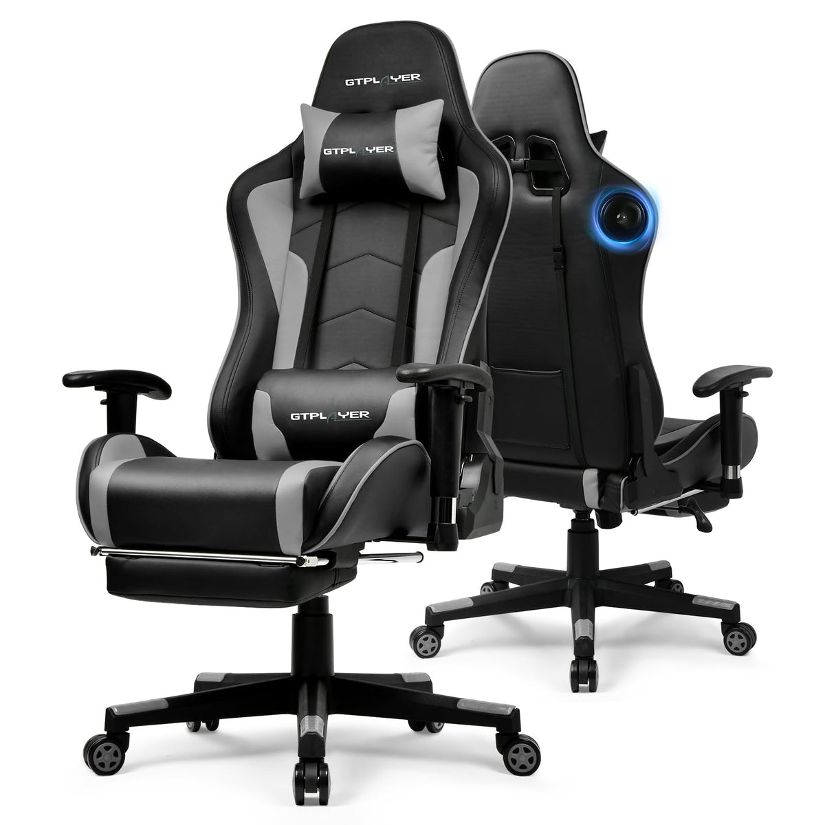 GTPLAYER Gaming Chair with Bluetooth 5.3 Speakers, 3D Armrests & Retractable Footrest – 10 Colors - Flex Gamingproduct_type