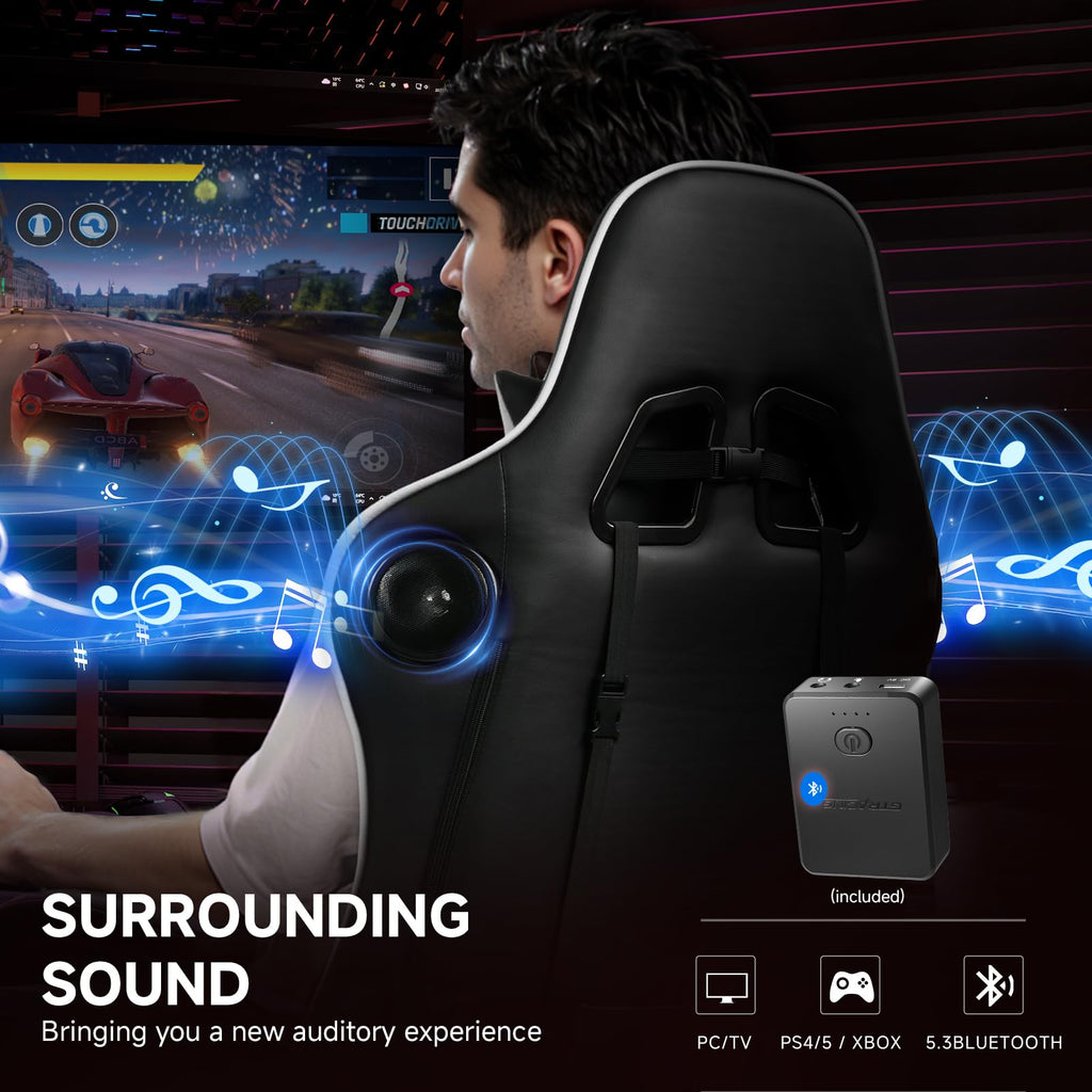 GTPLAYER Gaming Chair with Bluetooth 5.3 Speakers, 3D Armrests & Retractable Footrest – 10 Colors - Flex Gamingproduct_type