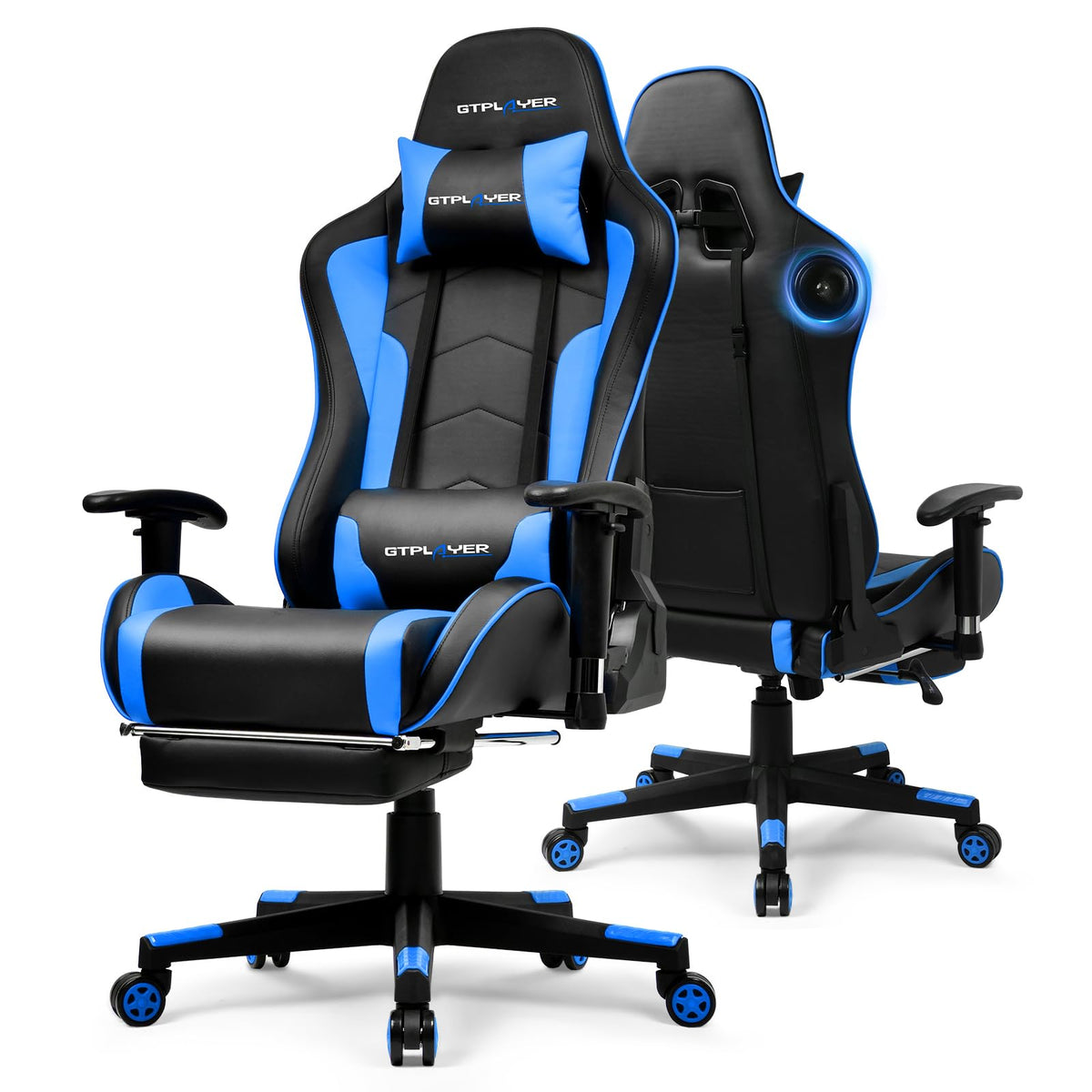 GTPLAYER Gaming Chair with Bluetooth 5.3 Speakers, 3D Armrests & Retractable Footrest – 10 Colors - Flex Gamingproduct_type