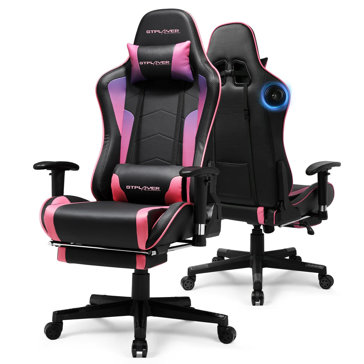 GTPLAYER Gaming Chair with Bluetooth 5.3 Speakers, 3D Armrests & Retractable Footrest – 10 Colors - Flex Gamingproduct_type