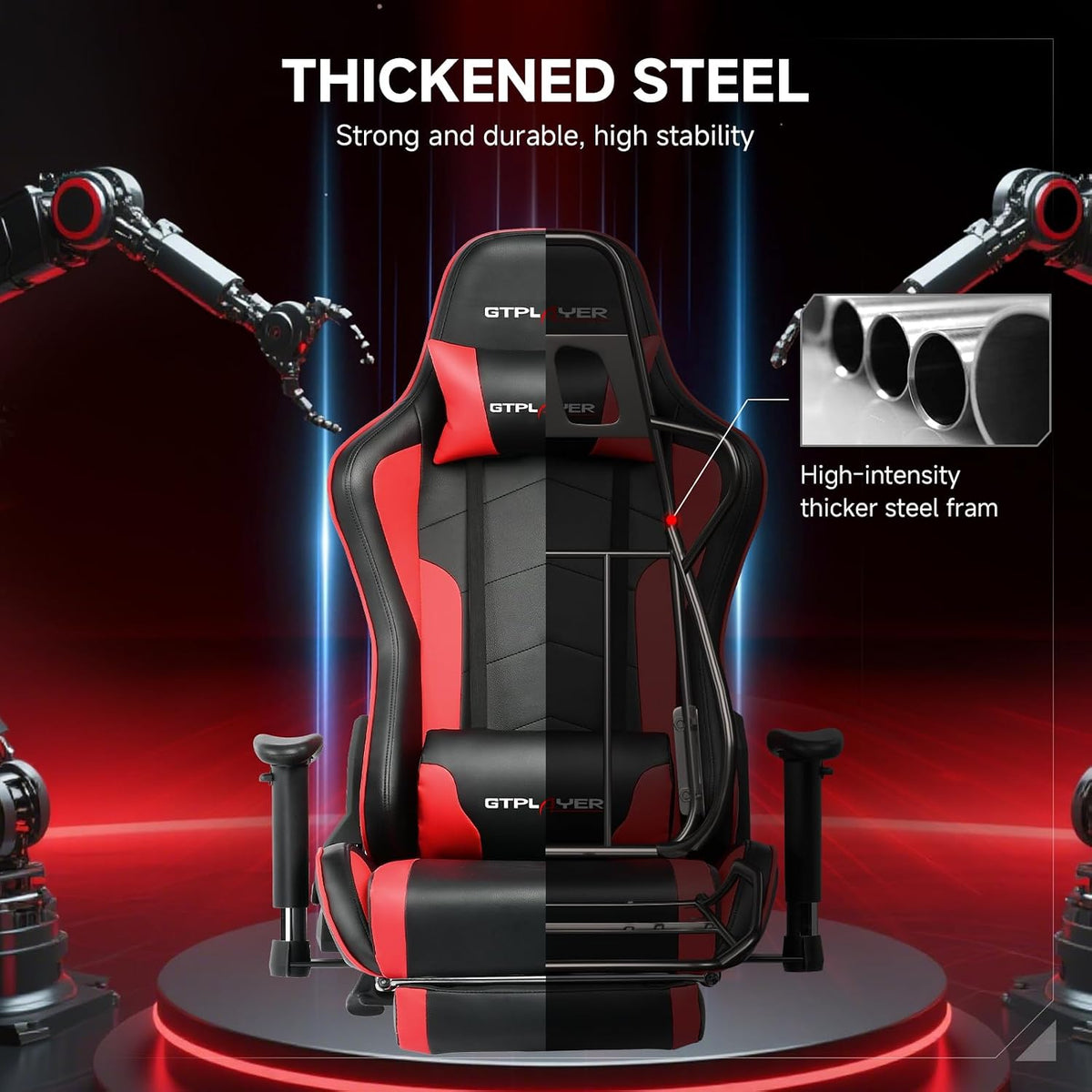 GTPLAYER Gaming Chair with Bluetooth 5.3 Speakers, 3D Armrests & Retractable Footrest – 10 Colors - Flex Gamingproduct_type