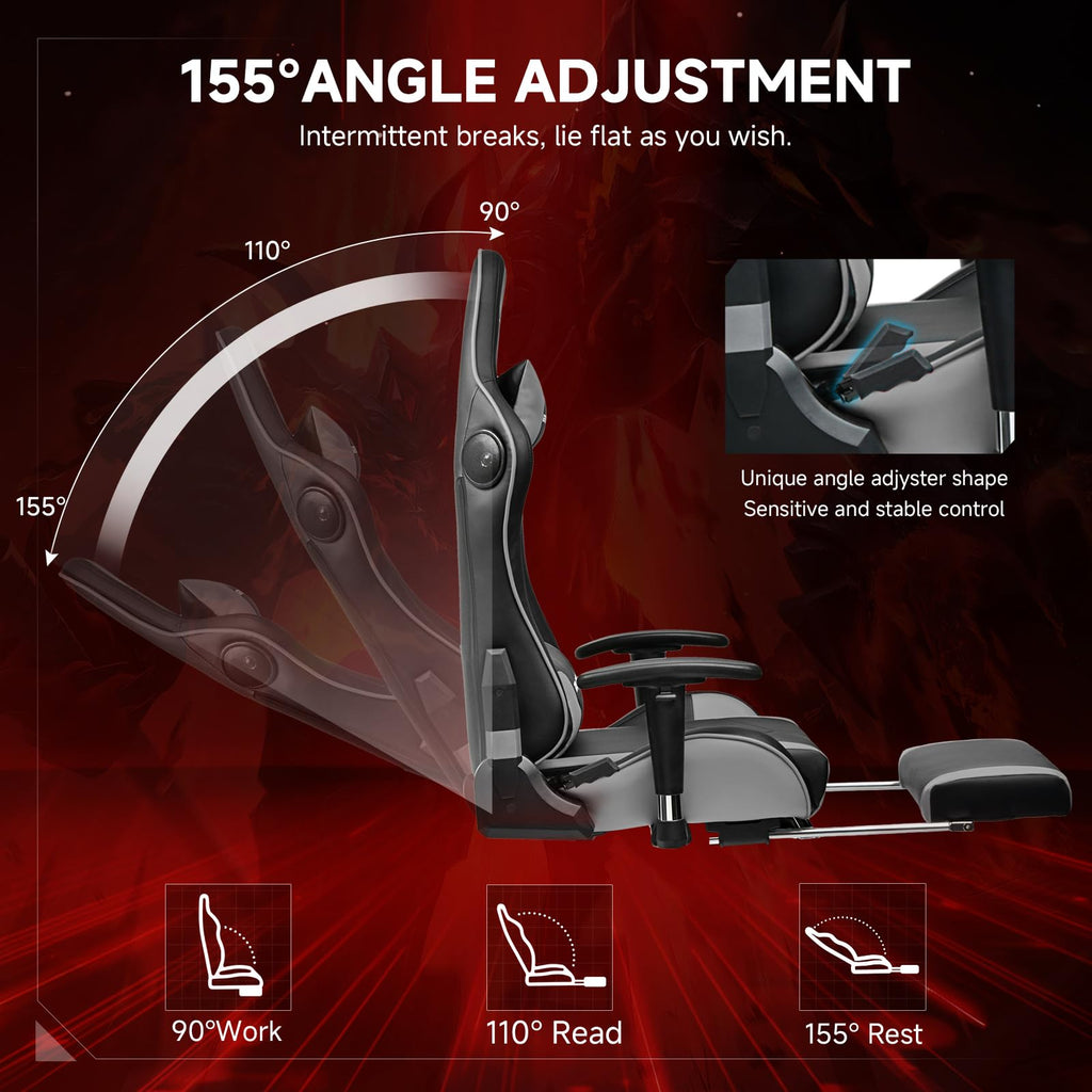 GTPLAYER Gaming Chair with Bluetooth 5.3 Speakers, 3D Armrests & Retractable Footrest – 10 Colors - Flex Gamingproduct_type