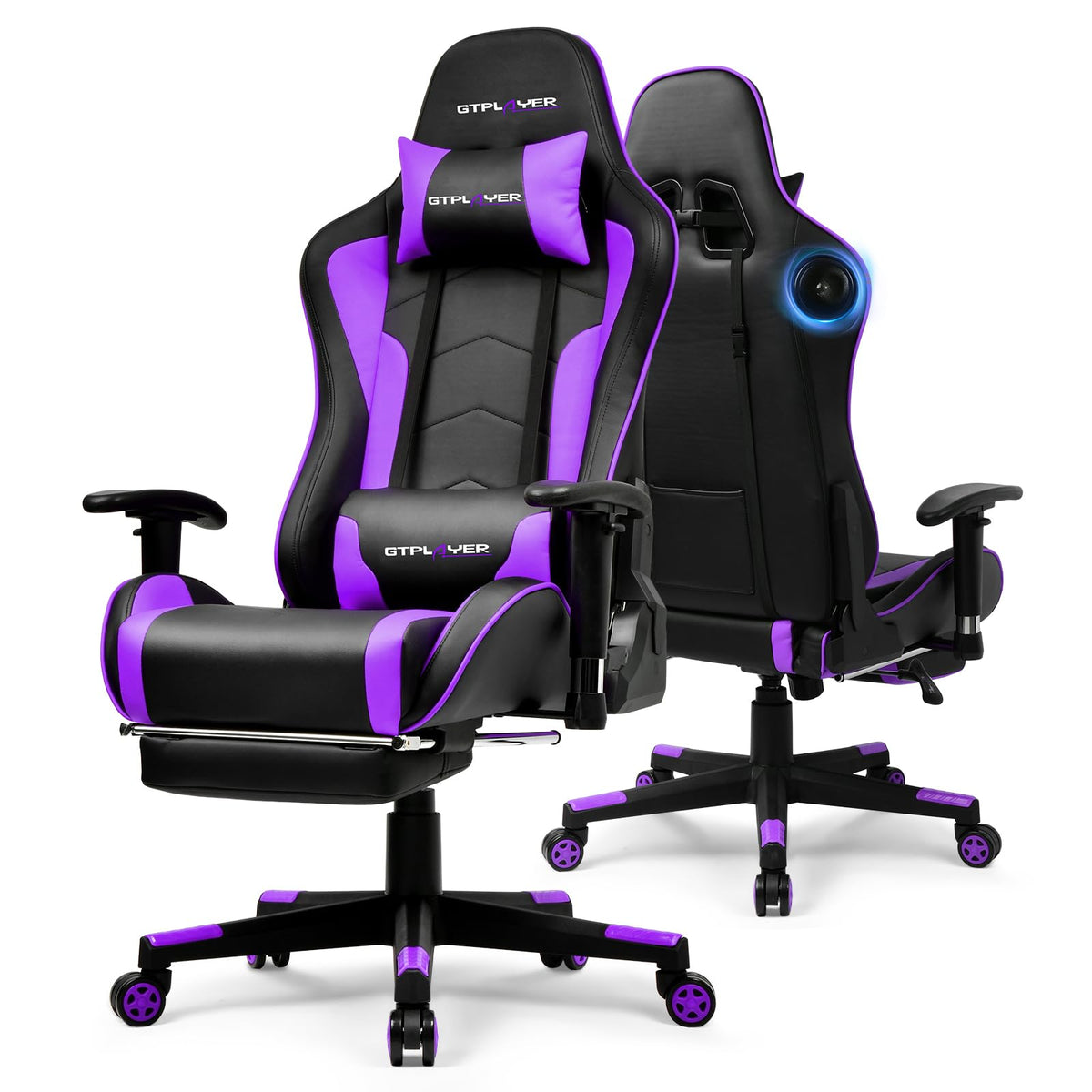 GTPLAYER Gaming Chair with Bluetooth 5.3 Speakers, 3D Armrests & Retractable Footrest – 10 Colors - Flex Gamingproduct_type