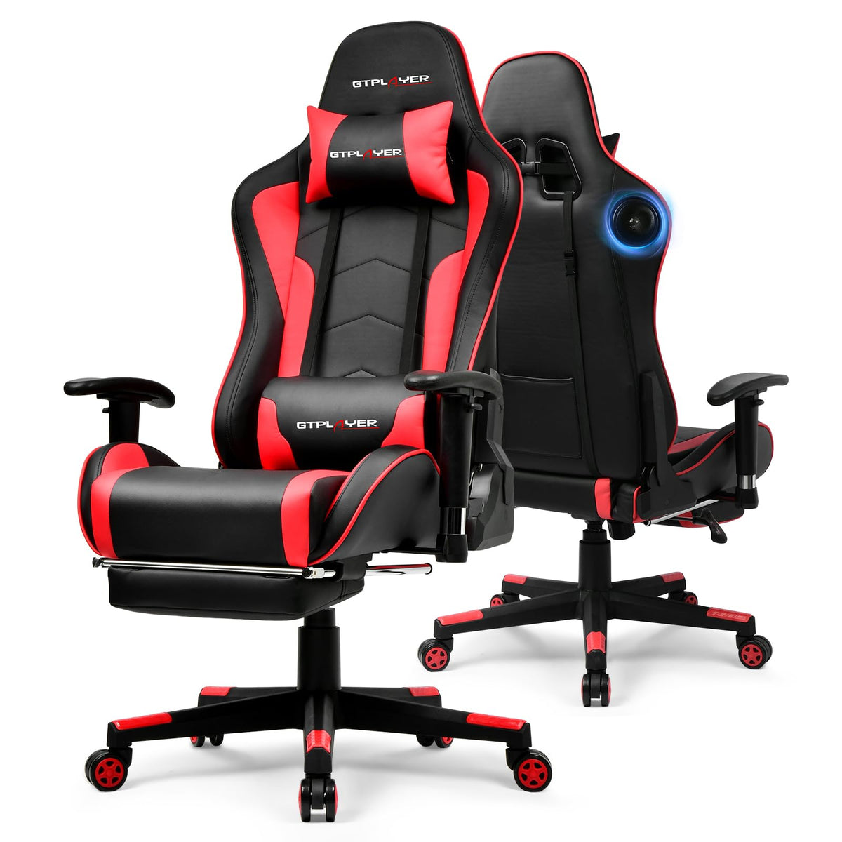 GTPLAYER Gaming Chair with Bluetooth 5.3 Speakers, 3D Armrests & Retractable Footrest – 10 Colors - Flex Gamingproduct_type