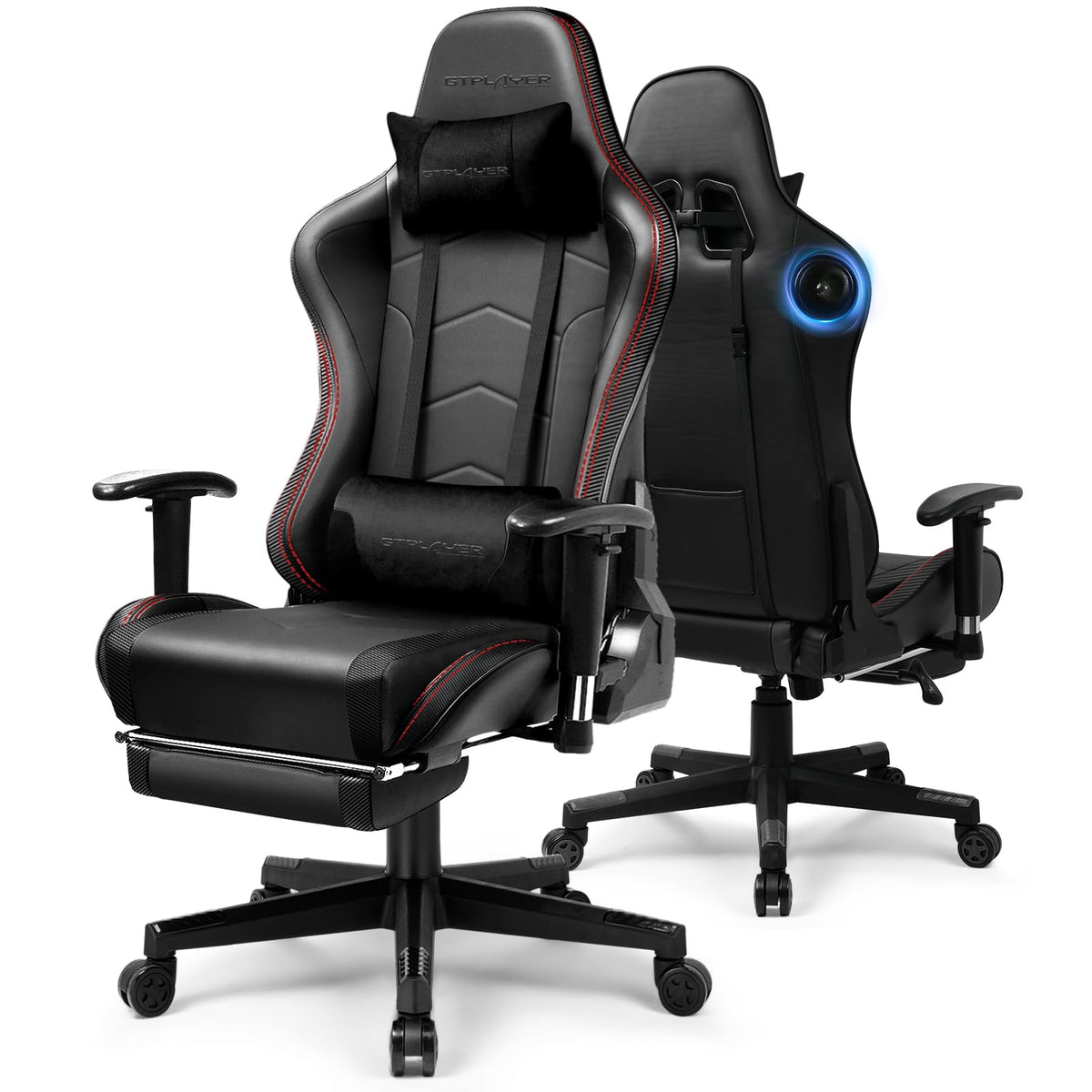 GTPLAYER Gaming Chair with Bluetooth 5.3 Speakers, 3D Armrests & Retractable Footrest – 10 Colors - Flex Gamingproduct_type