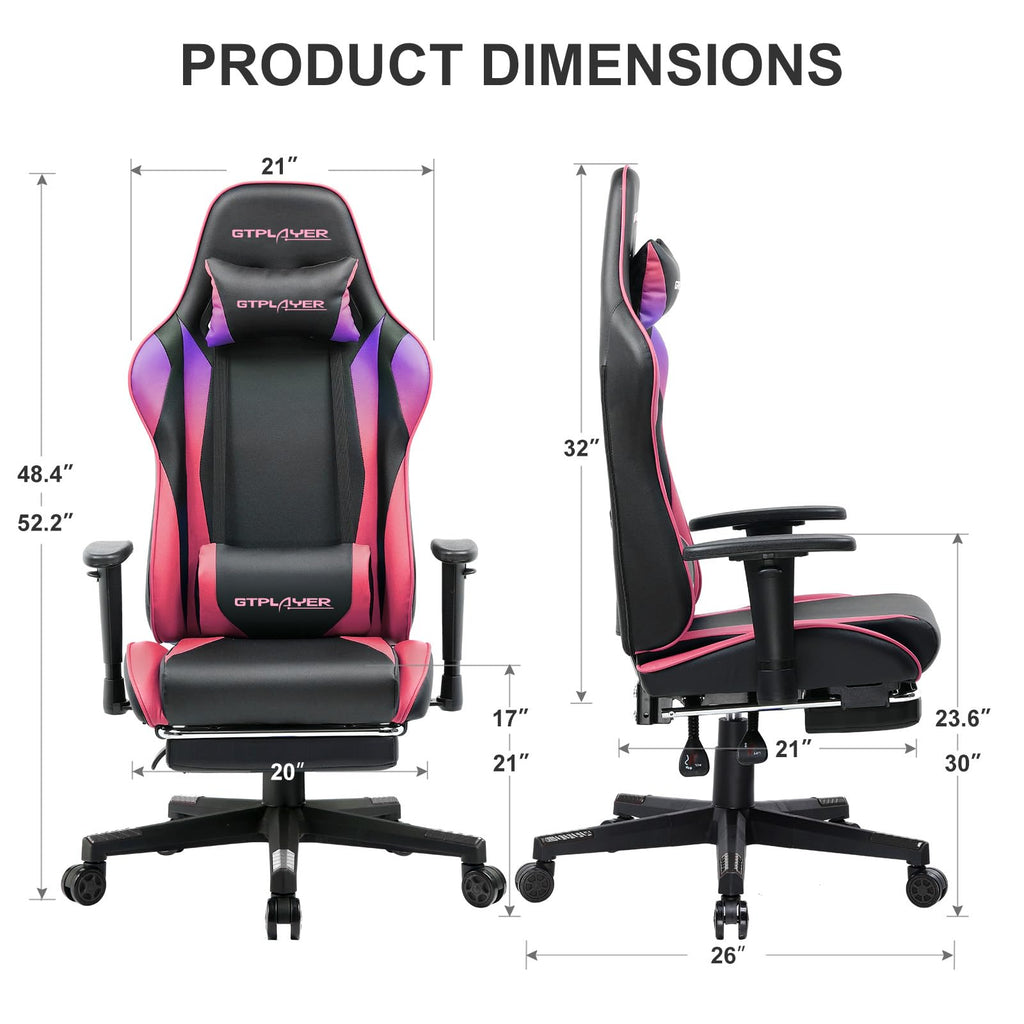 GTPLAYER Gaming Chair with Footrest, 3D Armrests & Lumbar Support – 8 Colors - Flex Gamingproduct_type
