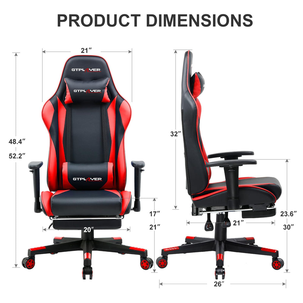 GTPLAYER Gaming Chair with Footrest, 3D Armrests & Lumbar Support – 8 Colors - Flex Gamingproduct_type