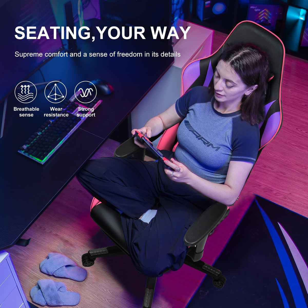 GTPLAYER Gaming Chair with Footrest, 3D Armrests & Lumbar Support – 8 Colors - Flex Gamingproduct_type