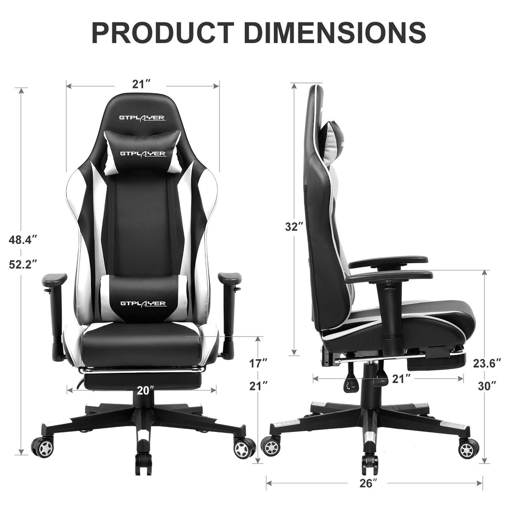 GTPLAYER Gaming Chair with Footrest, 3D Armrests & Lumbar Support – 8 Colors - Flex Gamingproduct_type