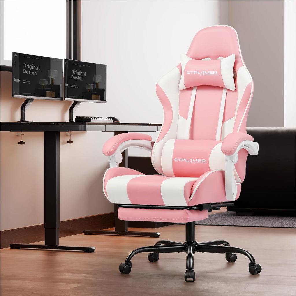 GTPLAYER Gaming Chair with Footrest & Lumbar Support, 300lb Capacity – 12 Colors - Flex Gamingproduct_type