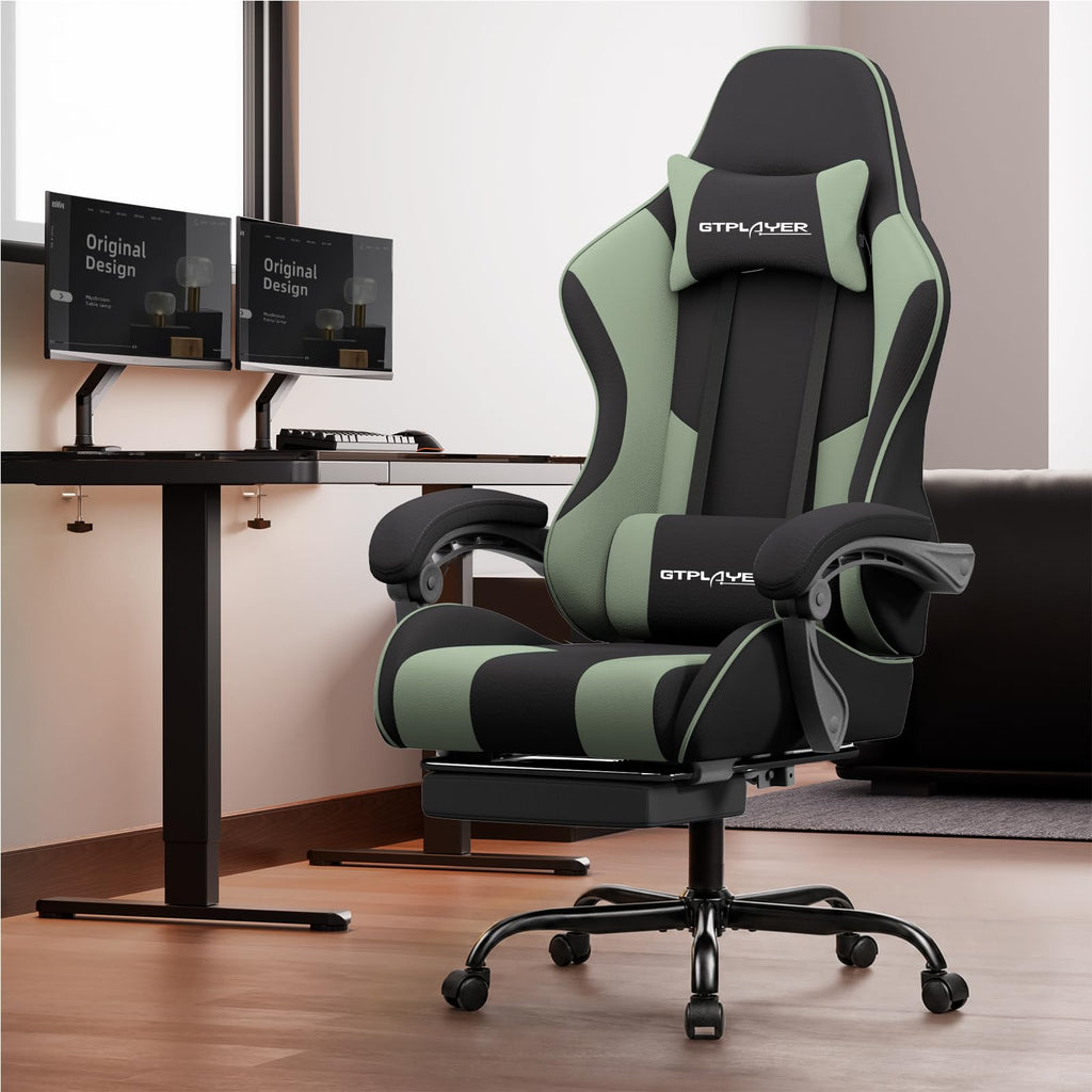 GTPLAYER Gaming Chair with Footrest & Lumbar Support, 300lb Capacity – 12 Colors - Flex Gamingproduct_type