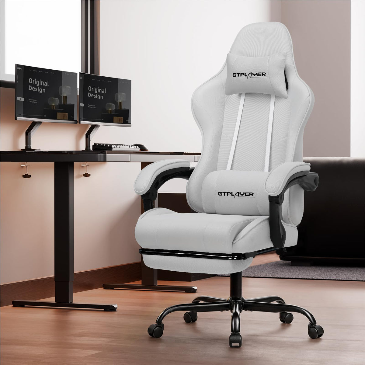 GTPLAYER Gaming Chair with Footrest & Lumbar Support, 300lb Capacity – 12 Colors - Flex Gamingproduct_type