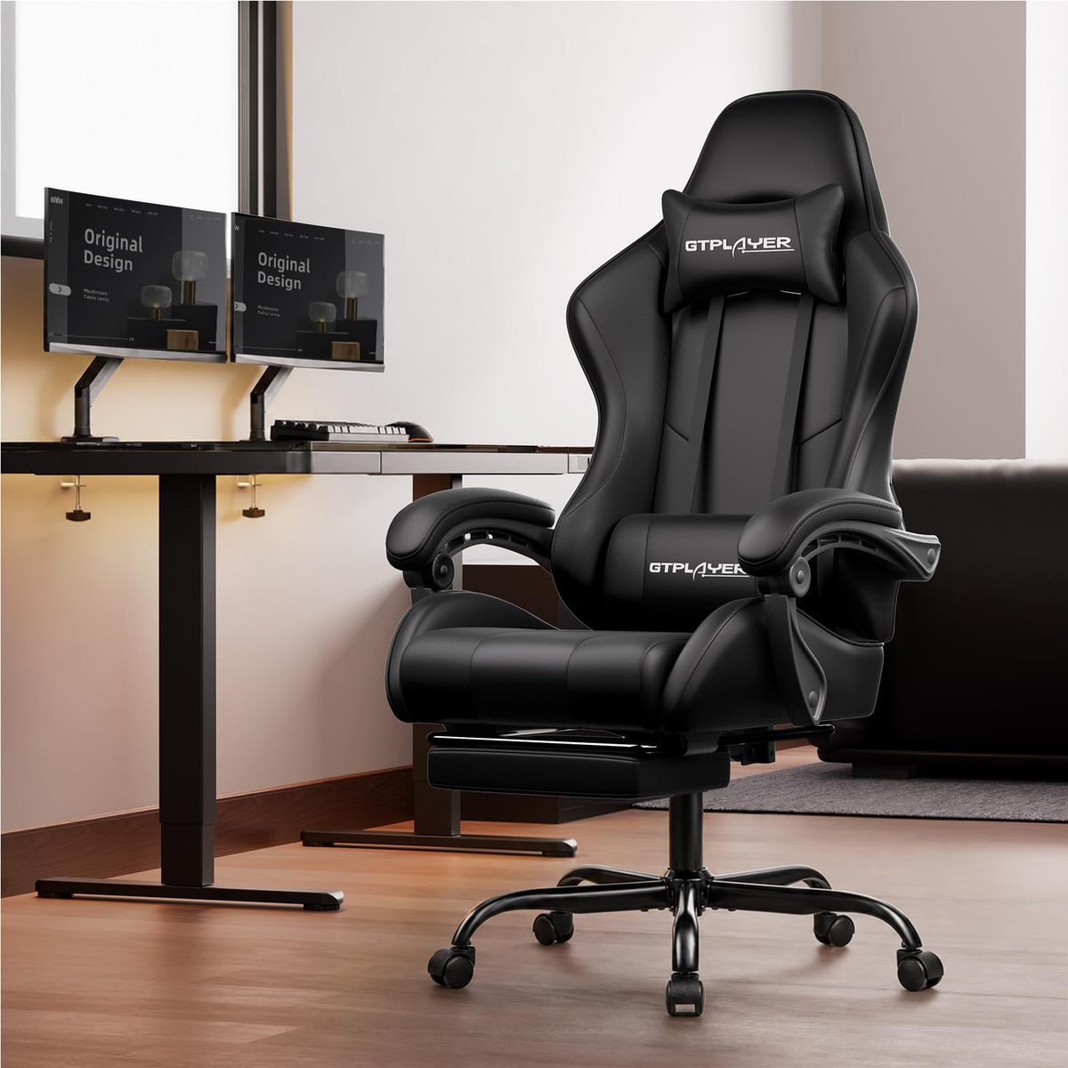 GTPLAYER Gaming Chair with Footrest & Lumbar Support, 300lb Capacity – 12 Colors - Flex Gamingproduct_type