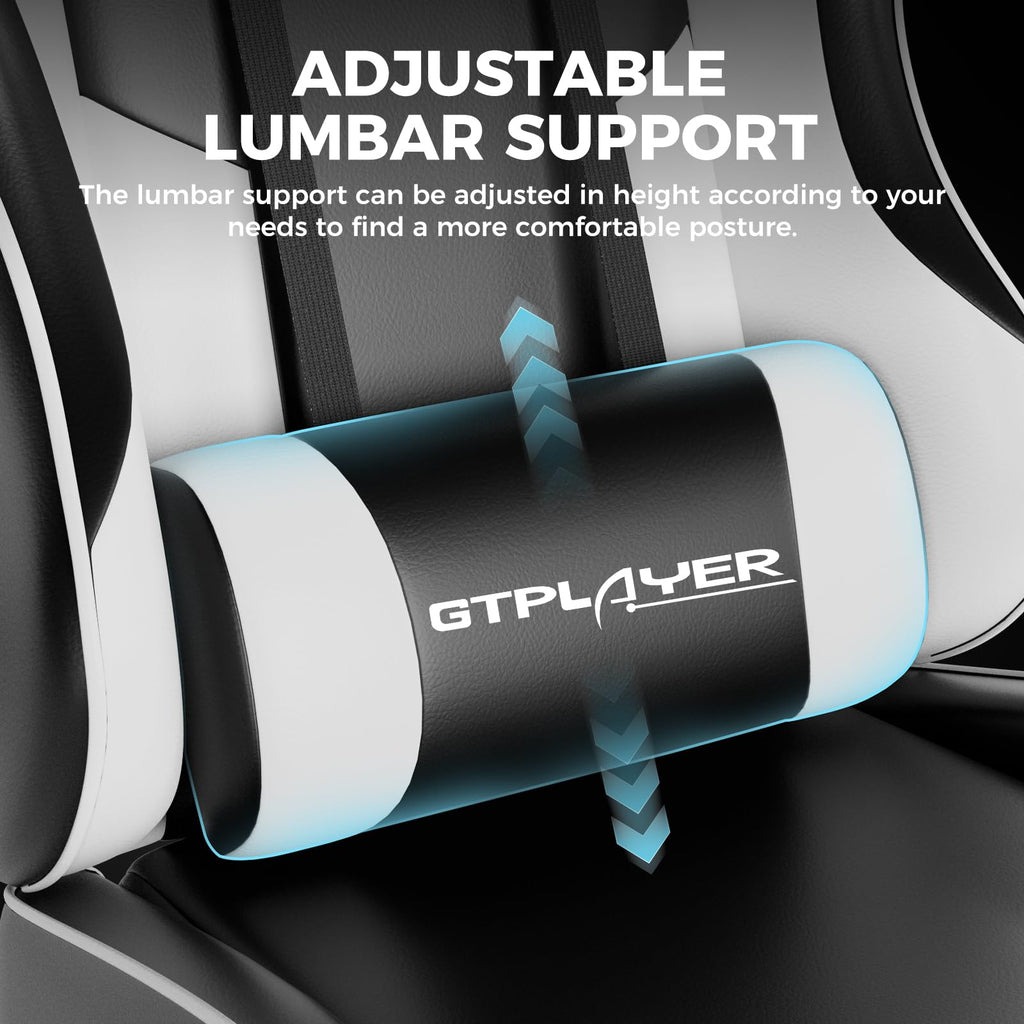 GTPLAYER Gaming Chair with Footrest & Lumbar Support, 300lb Capacity – 12 Colors - Flex Gamingproduct_type