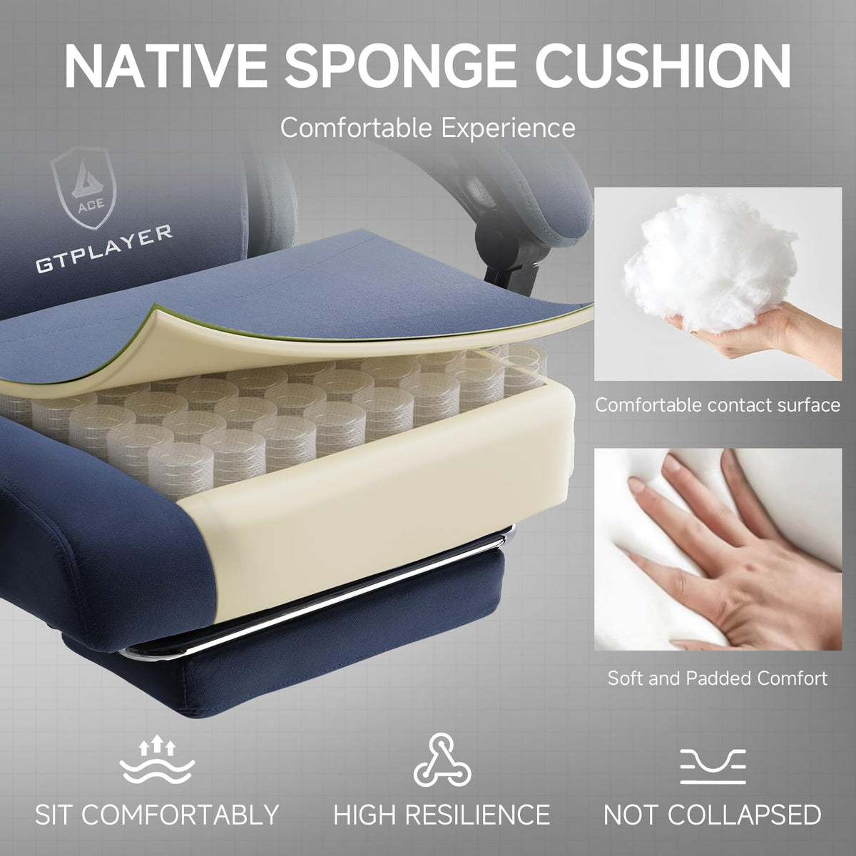 GTPLAYER Gaming Chair with Pocket Springs & Footrest – 15 Colors - Flex Gamingproduct_type
