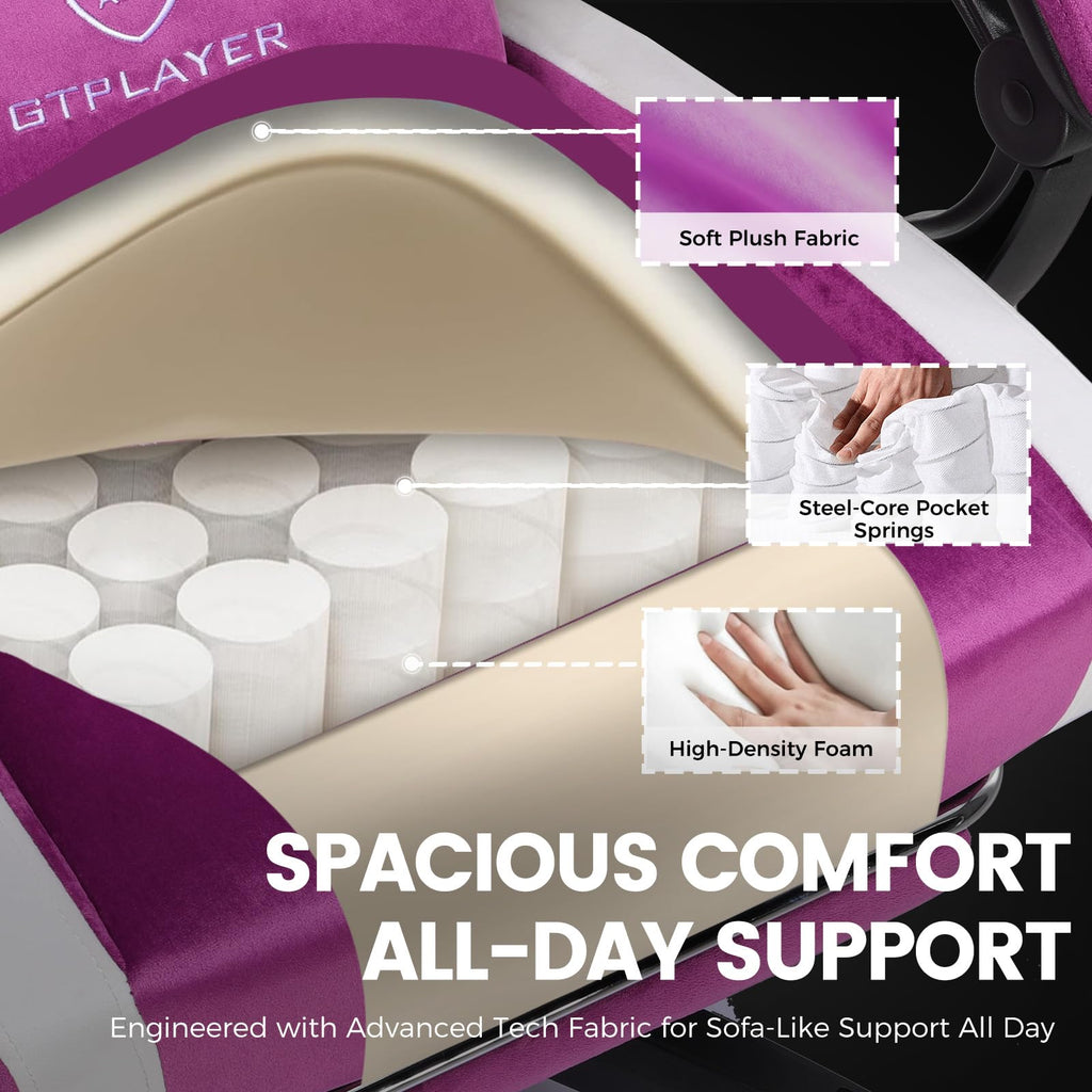 GTPLAYER Gaming Chair with Pocket Springs & Footrest – 15 Colors - Flex Gamingproduct_type