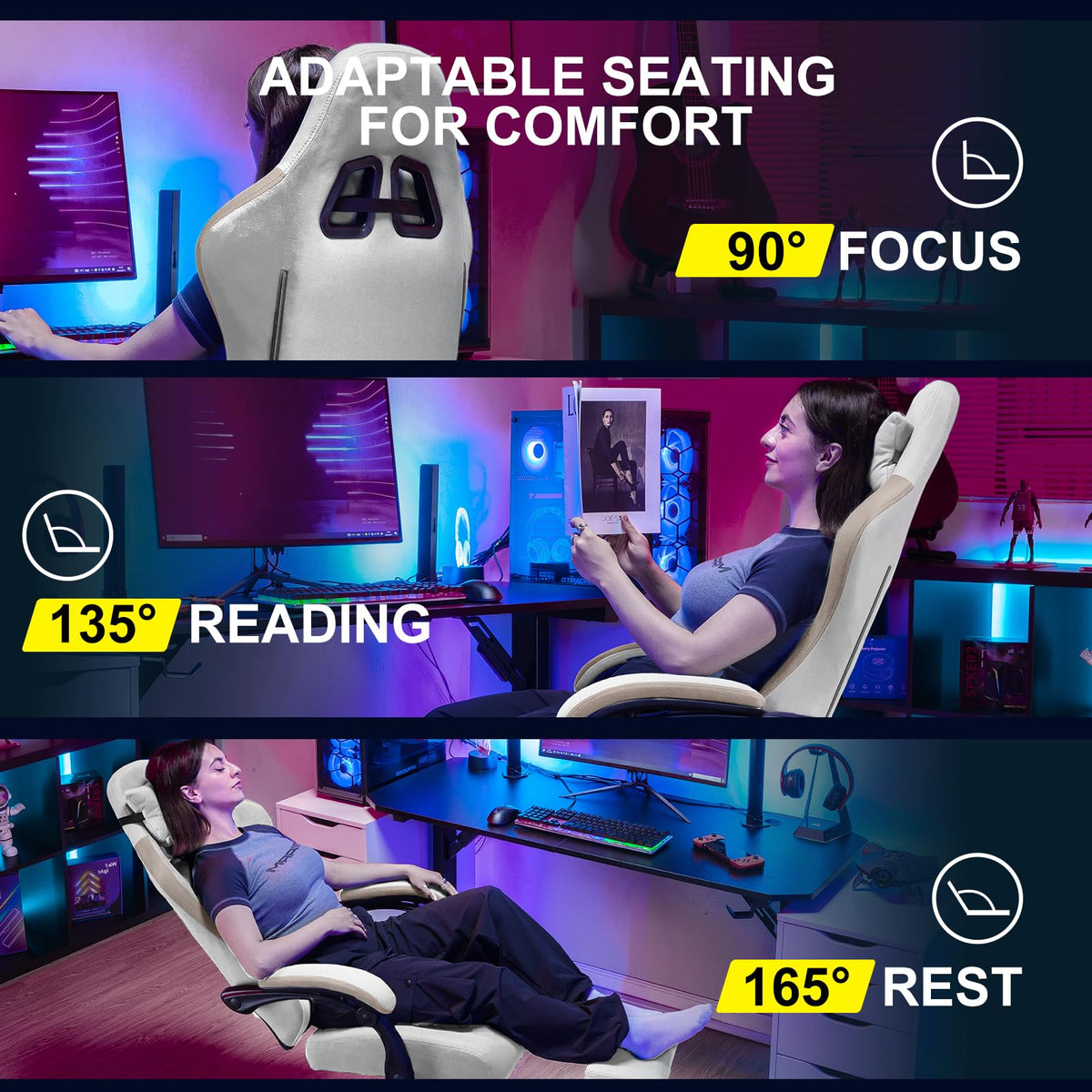 GTPLAYER Gaming Chair with Pocket Springs & Footrest – 15 Colors - Flex Gamingproduct_type