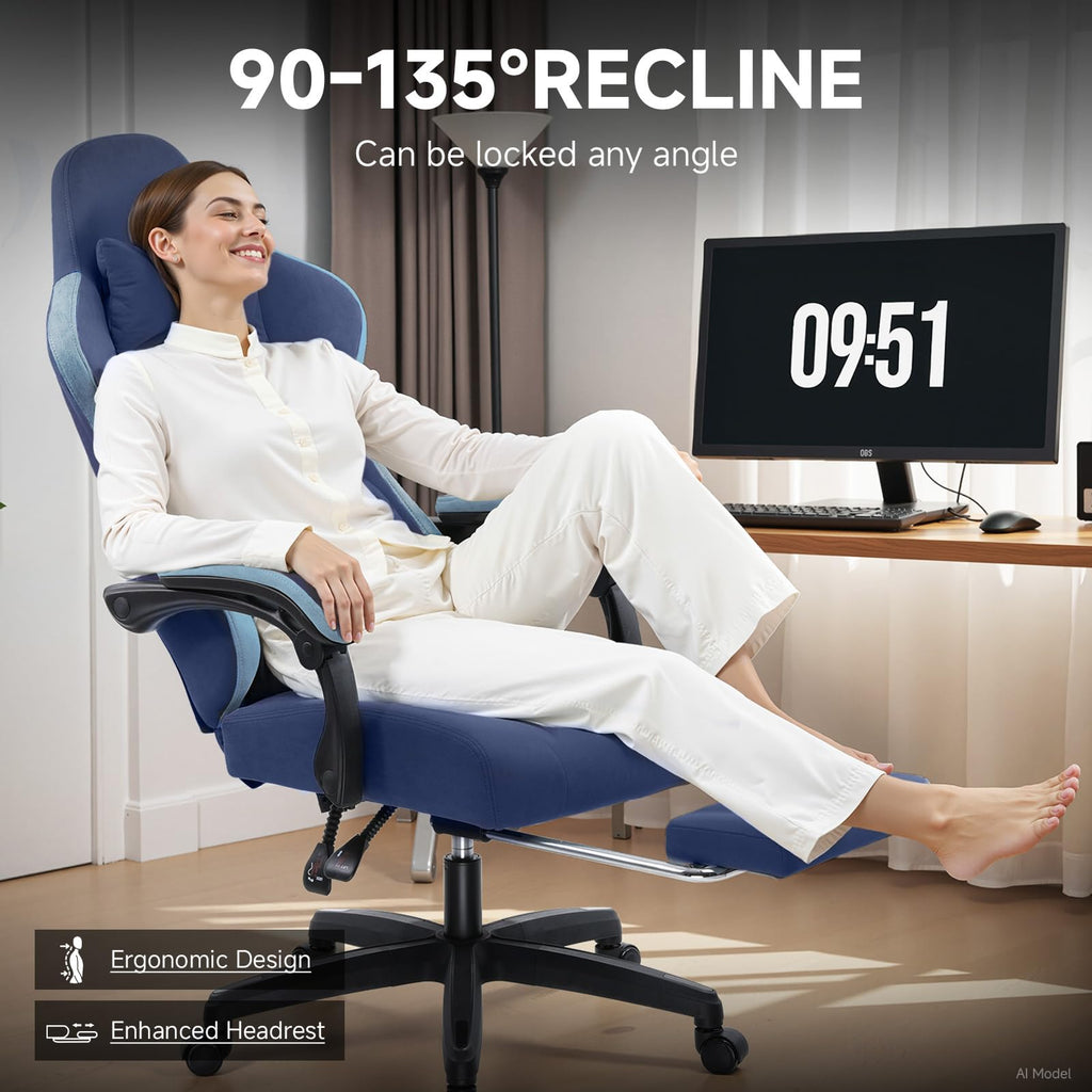 GTPLAYER Gaming Chair with Pocket Springs & Footrest – 15 Colors - Flex Gamingproduct_type