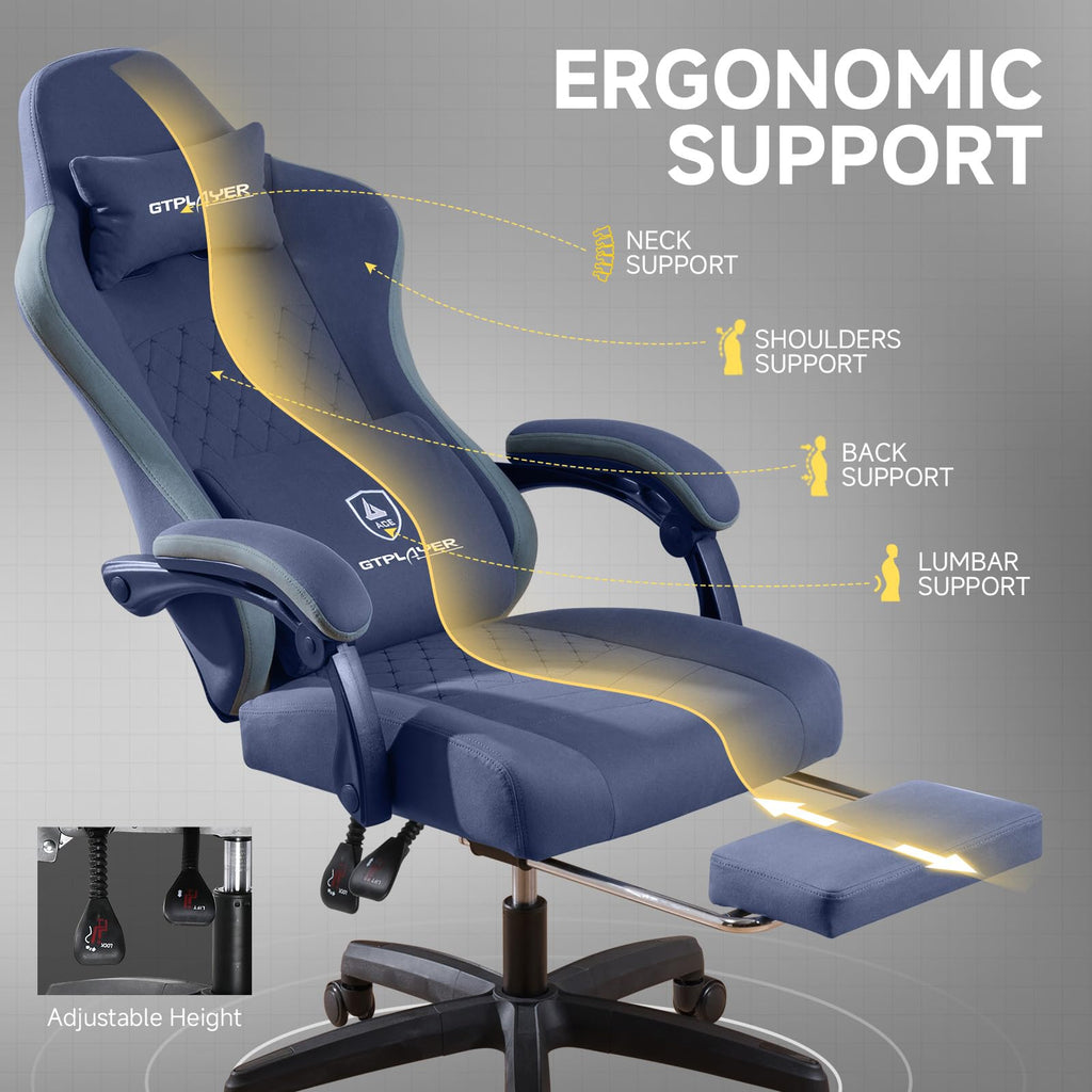 GTPLAYER Gaming Chair with Pocket Springs & Footrest – 15 Colors - Flex Gamingproduct_type
