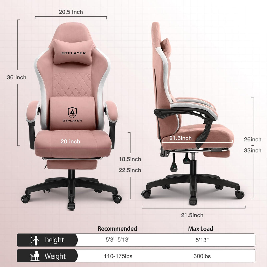 GTPLAYER Gaming Chair with Pocket Springs & Footrest – 15 Colors - Flex Gamingproduct_type