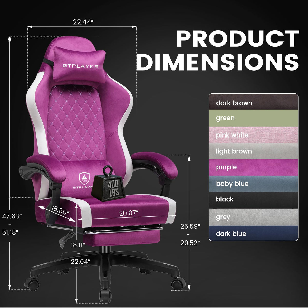 GTPLAYER Gaming Chair with Pocket Springs & Footrest – 15 Colors - Flex Gamingproduct_type