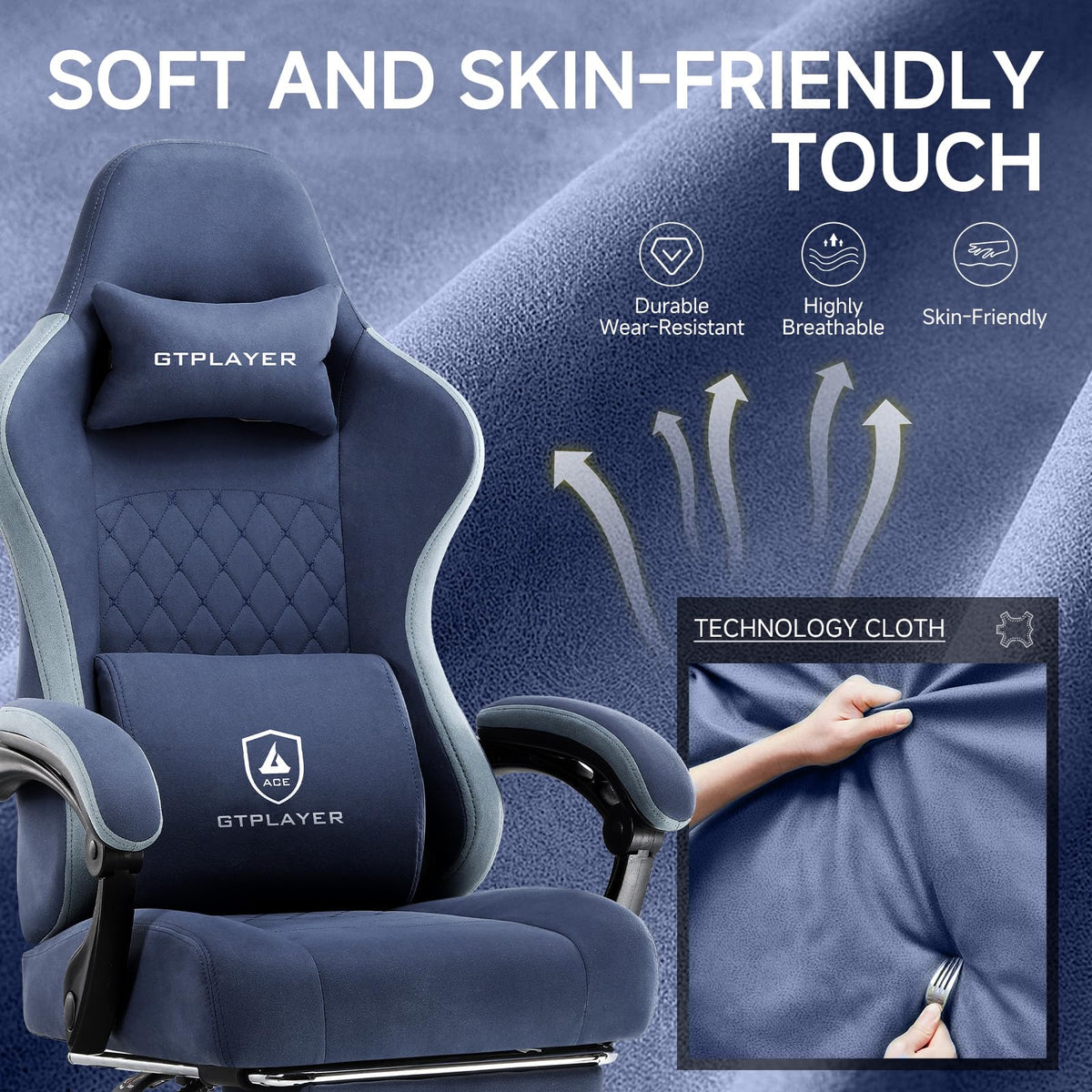 GTPLAYER Gaming Chair with Pocket Springs & Footrest – 15 Colors - Flex Gamingproduct_type
