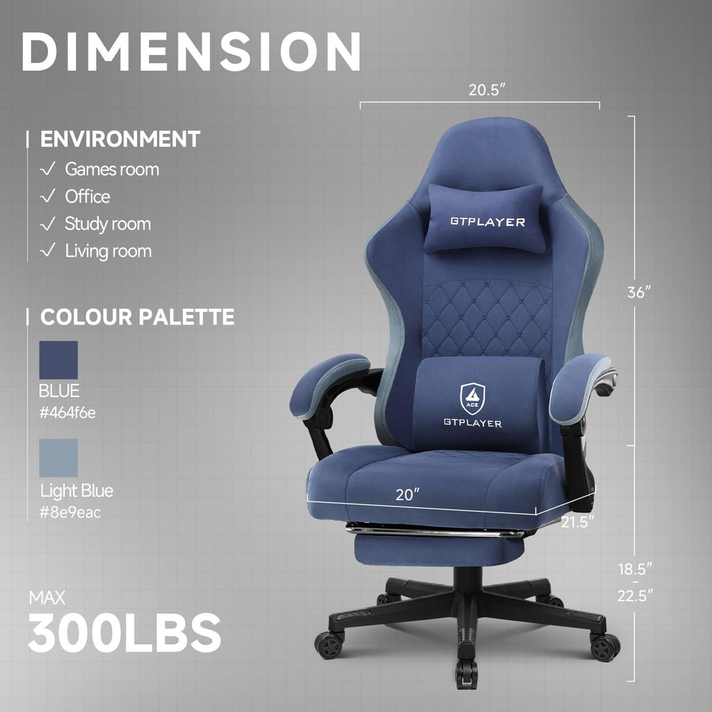 GTPLAYER Gaming Chair with Pocket Springs & Footrest – 15 Colors - Flex Gamingproduct_type