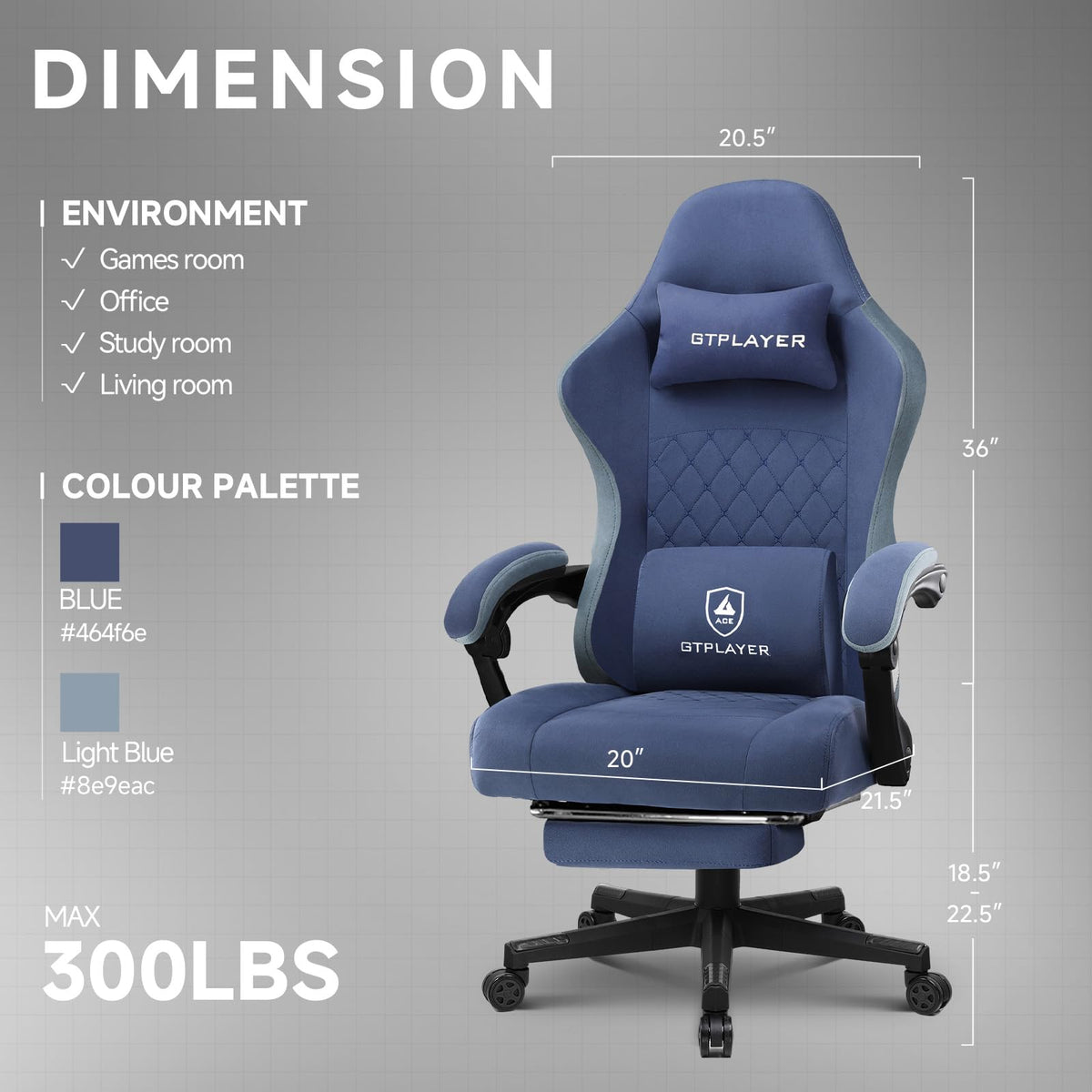 GTPLAYER Gaming Chair with Pocket Springs & Footrest – 15 Colors - Flex Gamingproduct_type