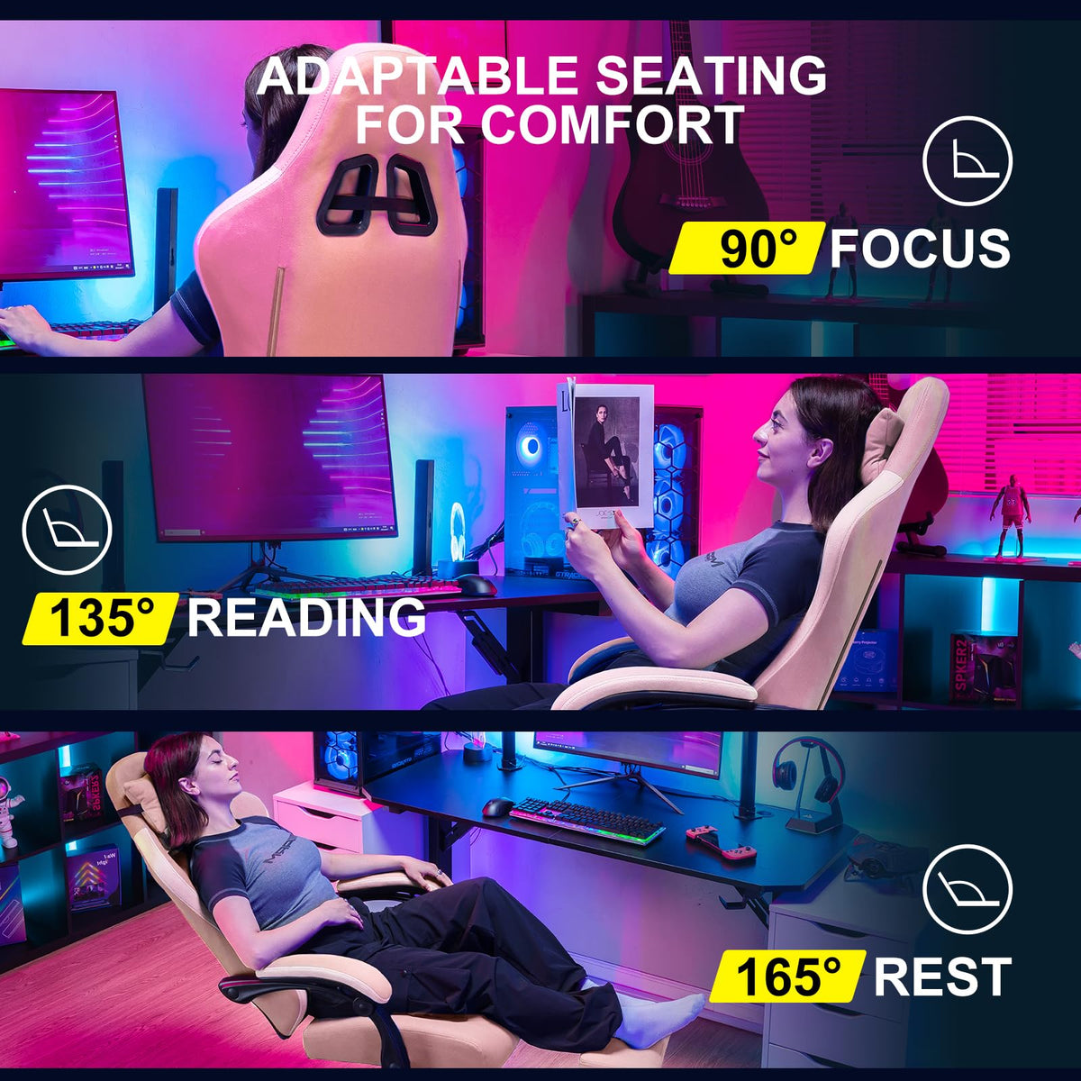 GTPLAYER Gaming Chair with Pocket Springs & Footrest – 15 Colors - Flex Gamingproduct_type