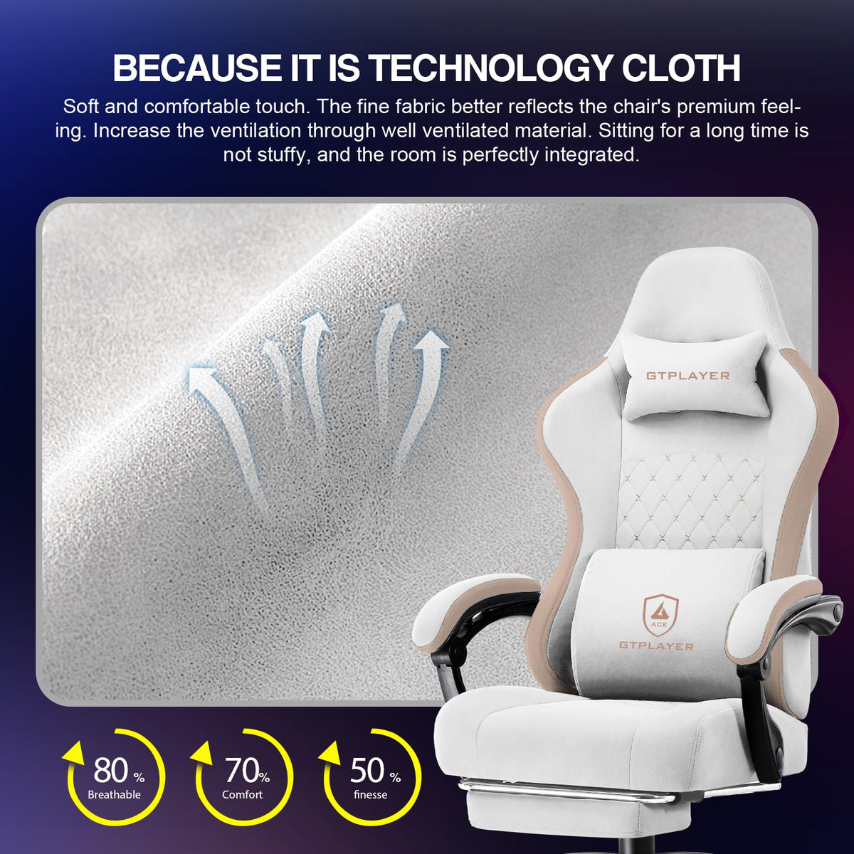 GTPLAYER Gaming Chair with Pocket Springs & Footrest – 15 Colors - Flex Gamingproduct_type