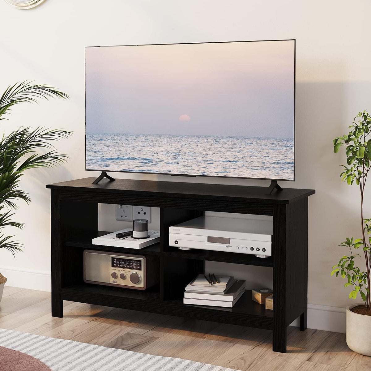 Gyger 43" TV Stand with 4 Open Shelves, Mid-Century Modern – 2 Colors - Flex Gamingproduct_type