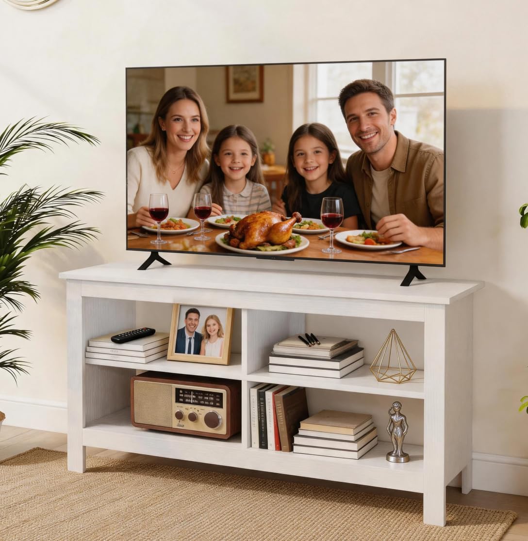Gyger 43" TV Stand with 4 Open Shelves, Mid-Century Modern – 2 Colors - Flex Gamingproduct_type
