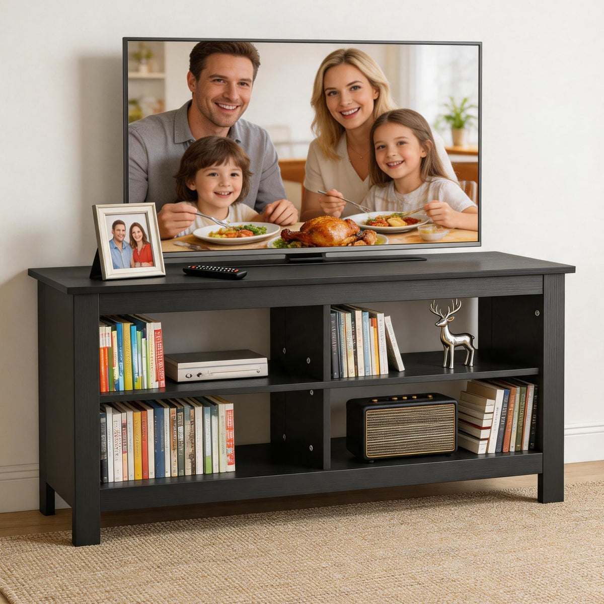 Gyger 43" TV Stand with 4 Open Shelves, Mid-Century Modern – 2 Colors - Flex Gamingproduct_type