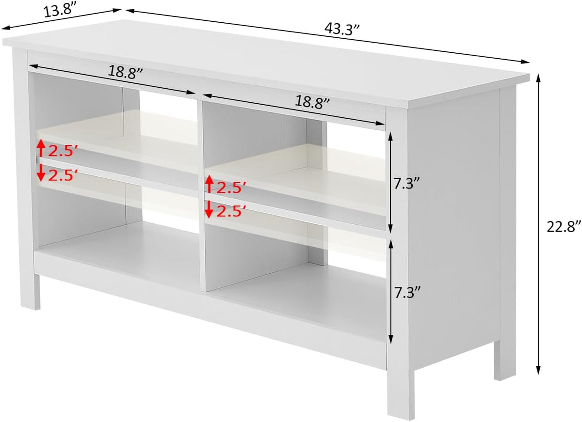 Gyger 43" TV Stand with 4 Open Shelves, Mid-Century Modern – 2 Colors - Flex Gamingproduct_type