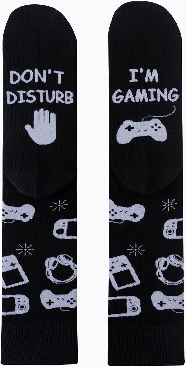 Hapfine "Don't Disturb I'm Gaming" Crew Socks – One Size - Flex Gamingproduct_type