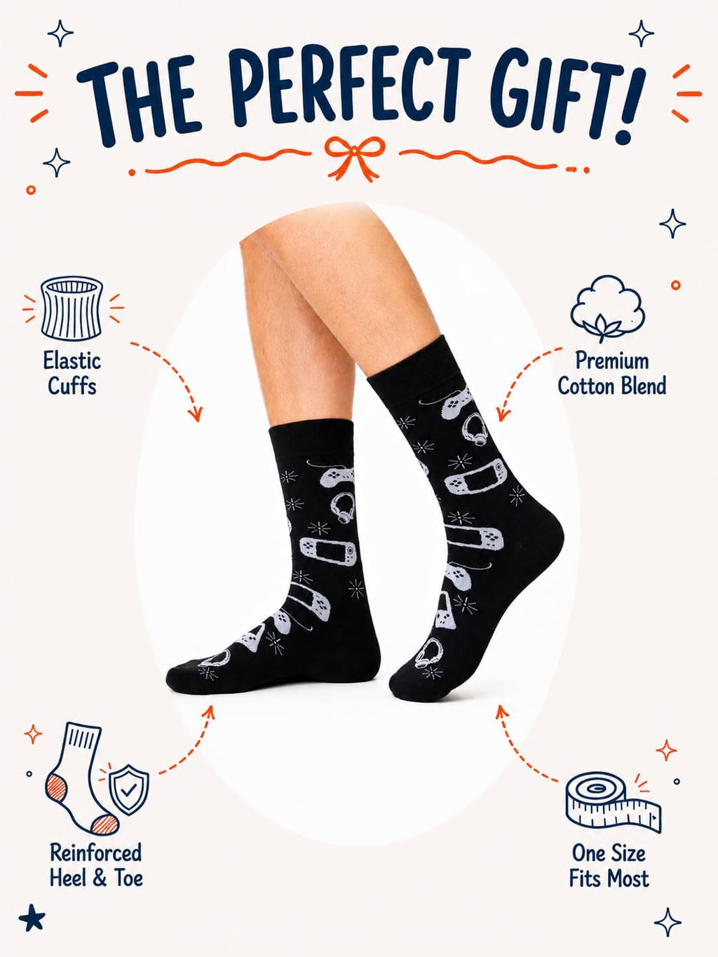 Hapfine "Don't Disturb I'm Gaming" Crew Socks – One Size - Flex Gamingproduct_type