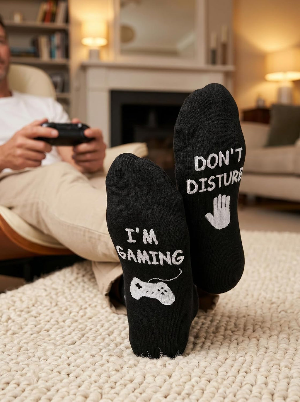 Hapfine "Don't Disturb I'm Gaming" Crew Socks – One Size - Flex Gamingproduct_type