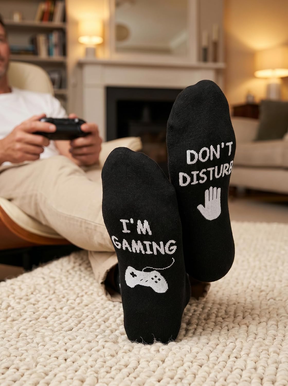 Hapfine "Don't Disturb I'm Gaming" Crew Socks – One Size - Flex Gamingproduct_type