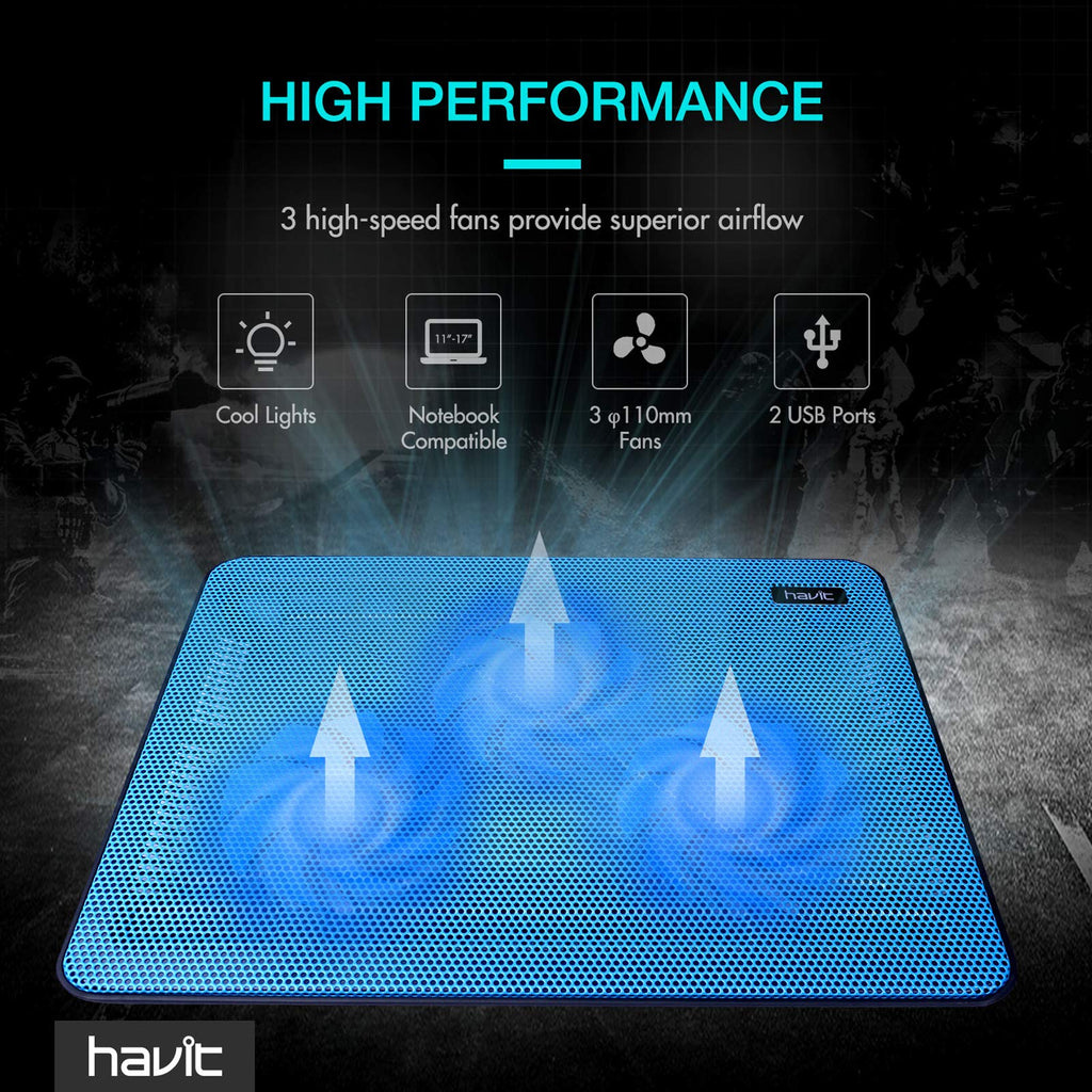 HAVIT HV-F2056 Laptop Cooling Pad 15.6–17 Inch – 3 Colors - Flex Gamingproduct_type