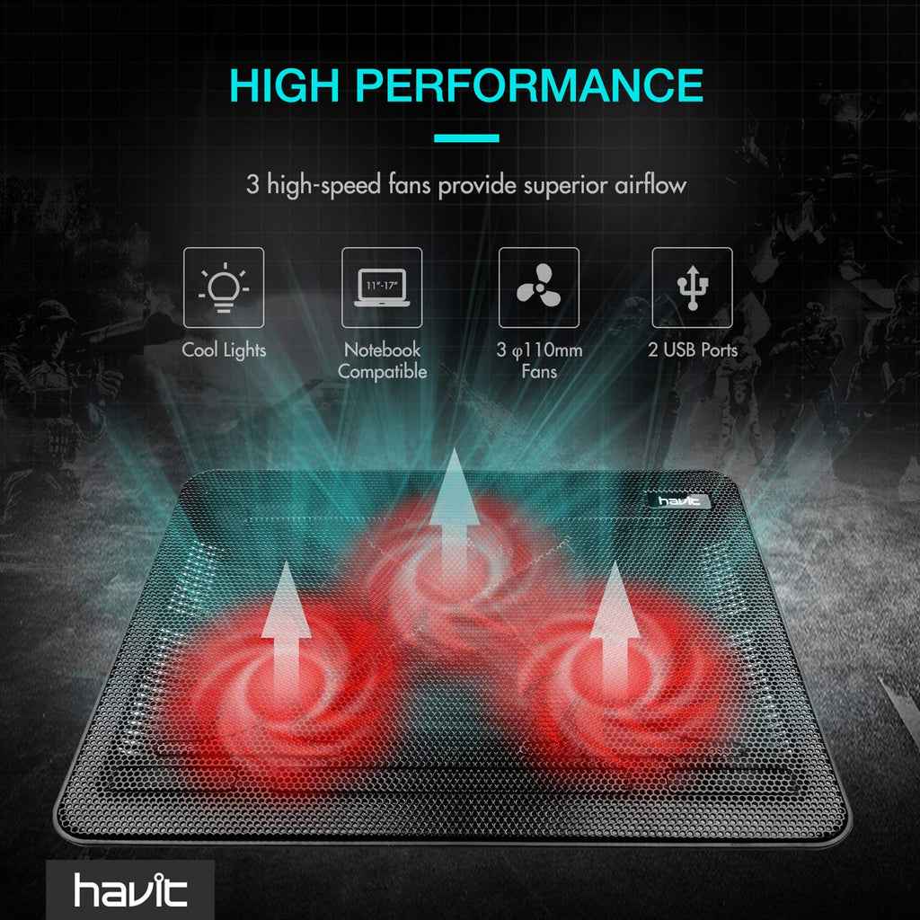 HAVIT HV-F2056 Laptop Cooling Pad 15.6–17 Inch – 3 Colors - Flex Gamingproduct_type
