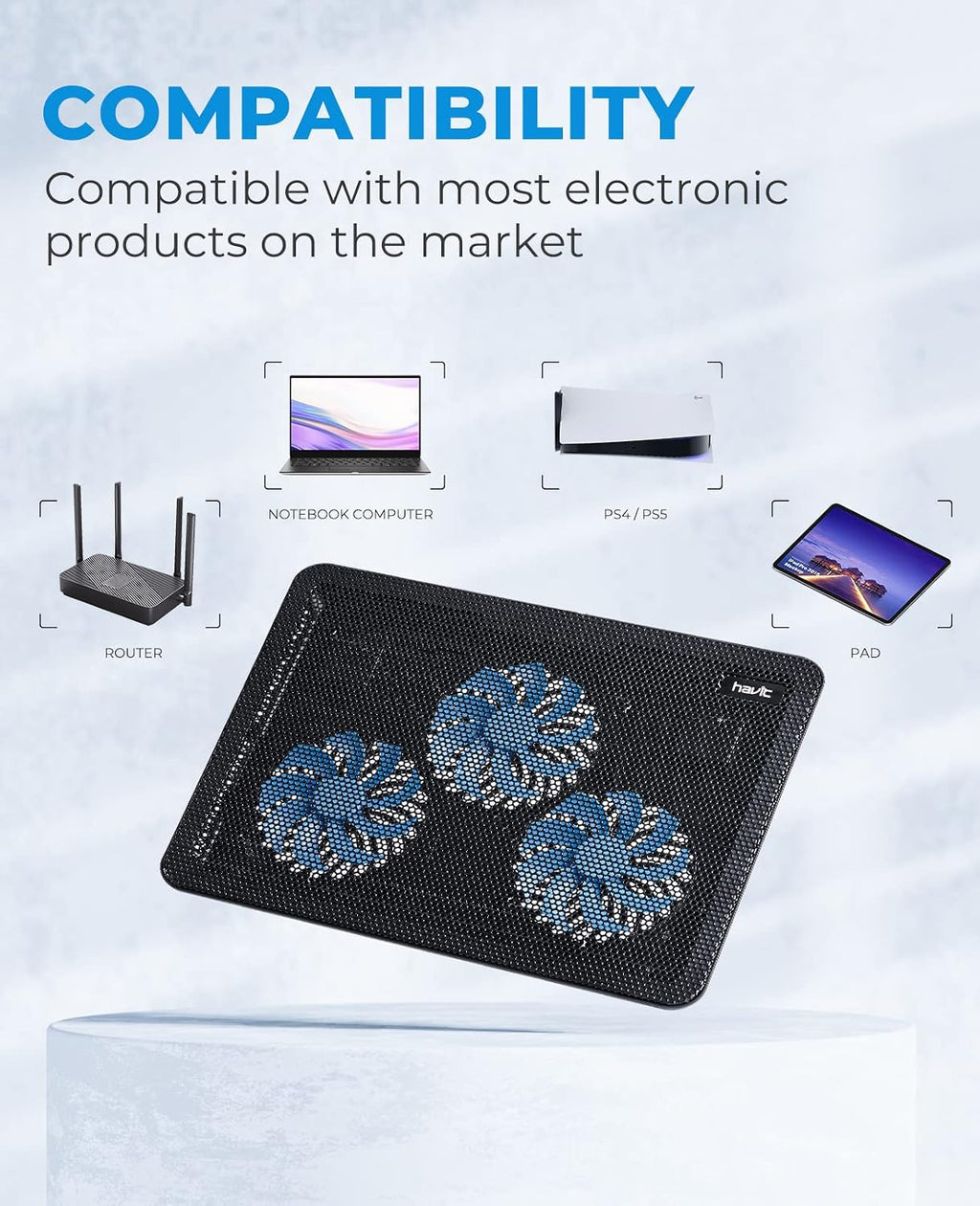 HAVIT HV-F2056 Laptop Cooling Pad 15.6–17 Inch – 3 Colors - Flex Gamingproduct_type