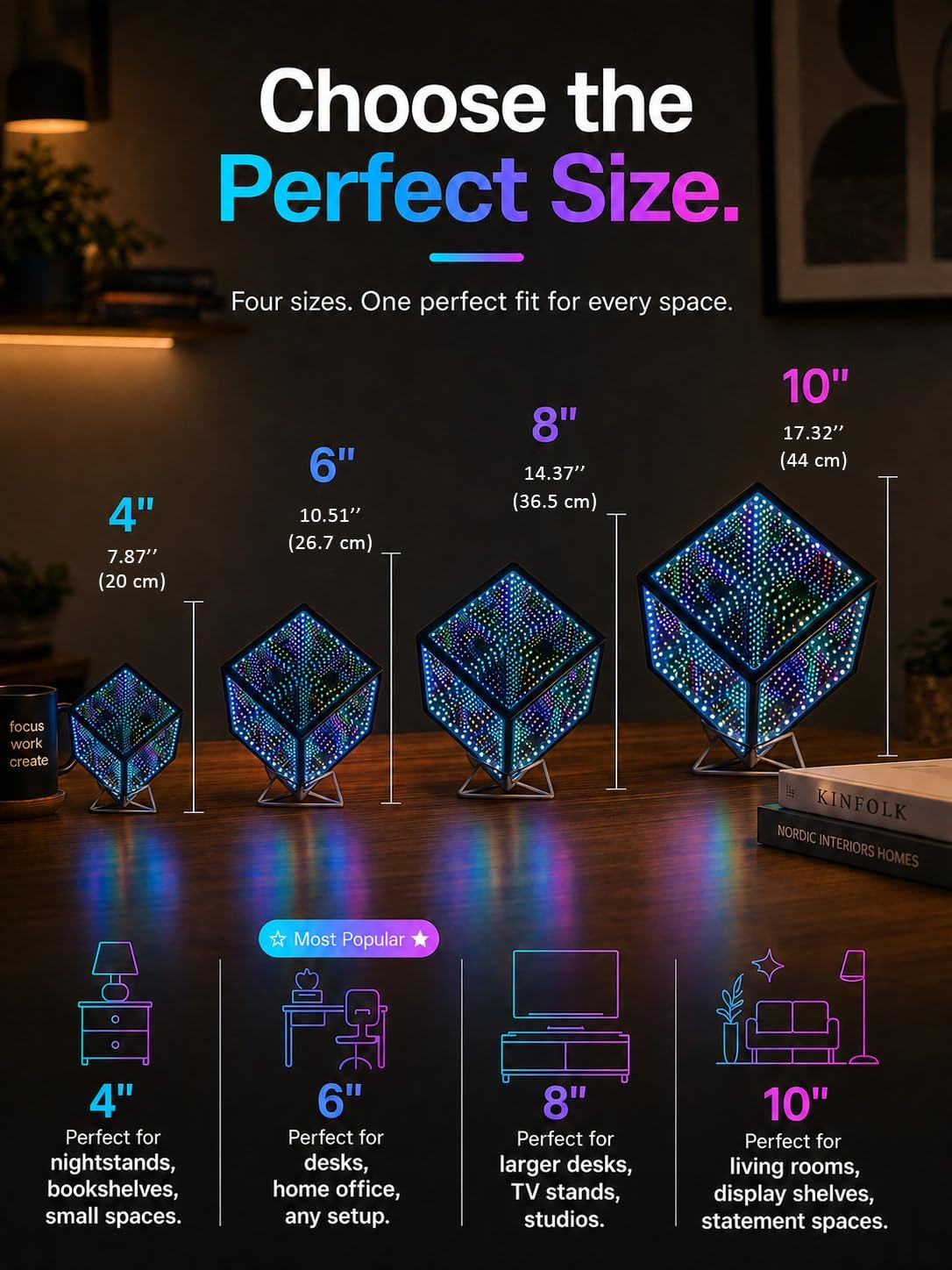 Heepulor Infinity Mirror Hyper Cube LED Lamp – 4 Sizes - Flex Gamingproduct_type