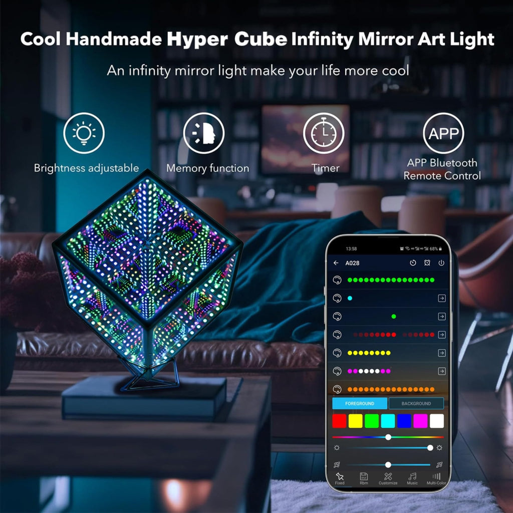 Heepulor Infinity Mirror Hyper Cube LED Lamp – 4 Sizes - Flex Gamingproduct_type