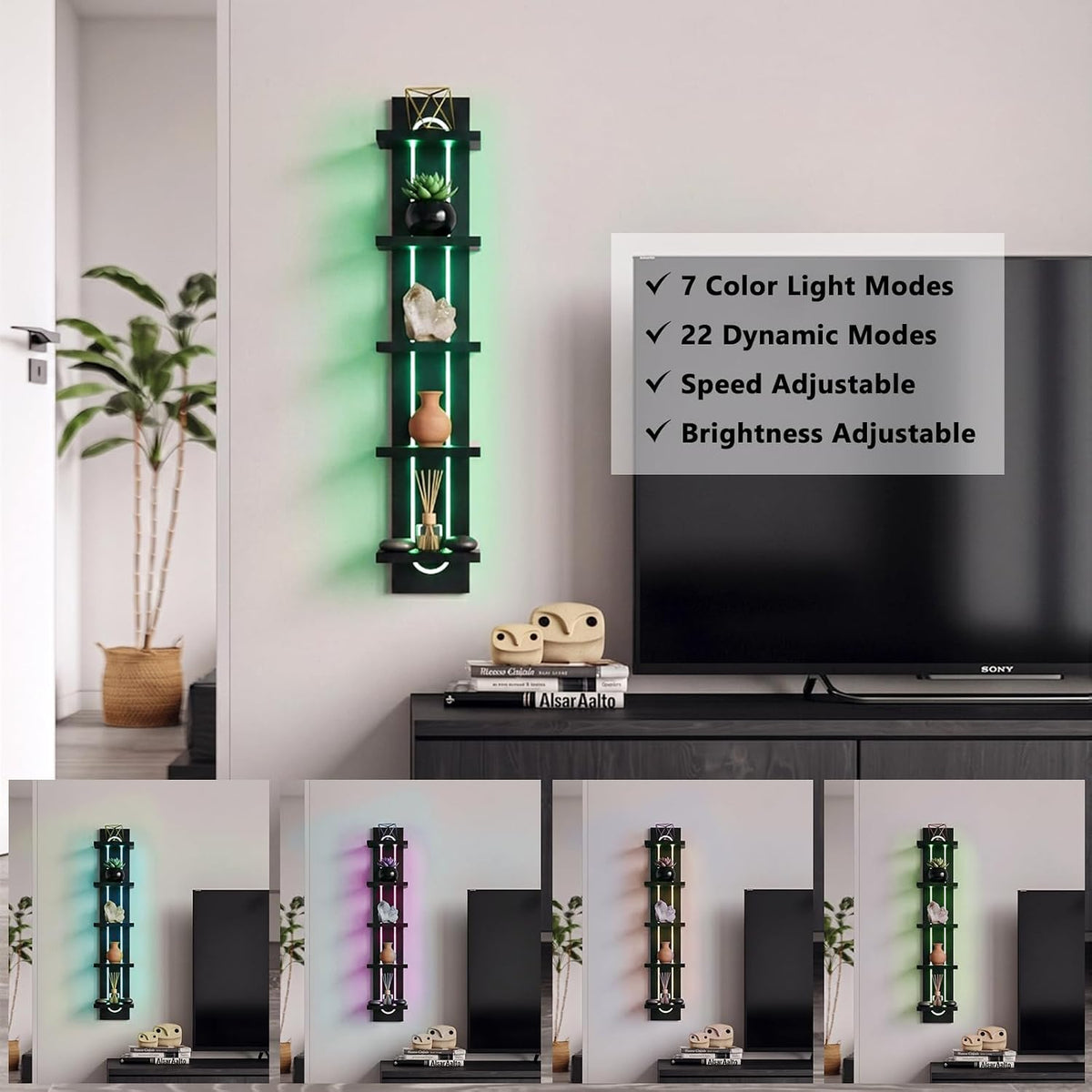 Homaterial 5-Tier Floating Shelves with RGB Lights – 2 Colors - Flex Gamingproduct_type