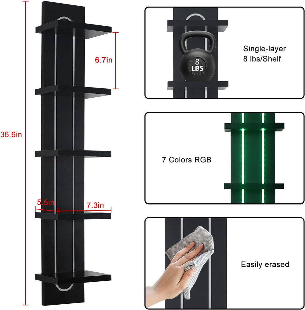 Homaterial 5-Tier Floating Shelves with RGB Lights – 2 Colors - Flex Gamingproduct_type